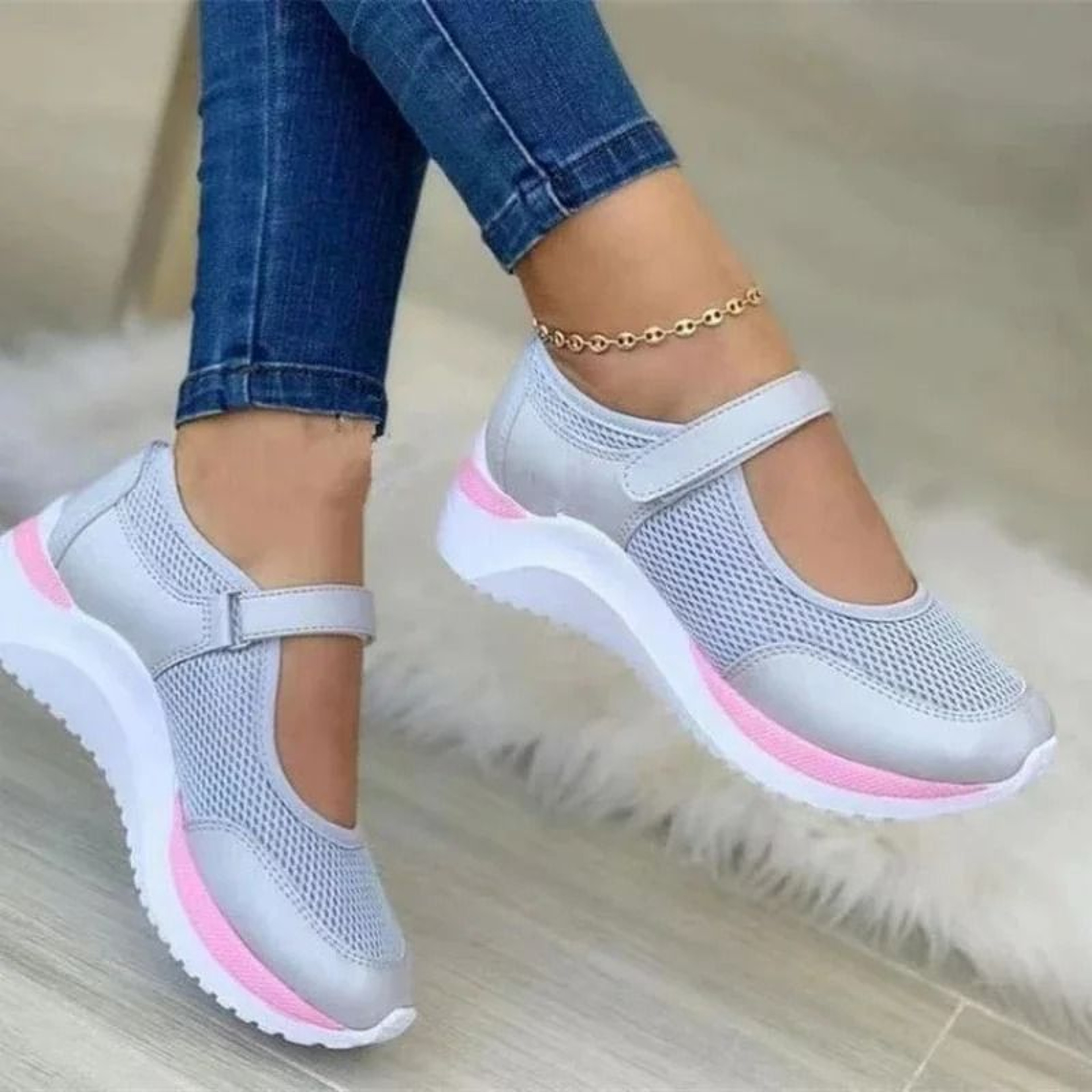 Womens Knitted Casual Sneakers With Thick Sole 6
