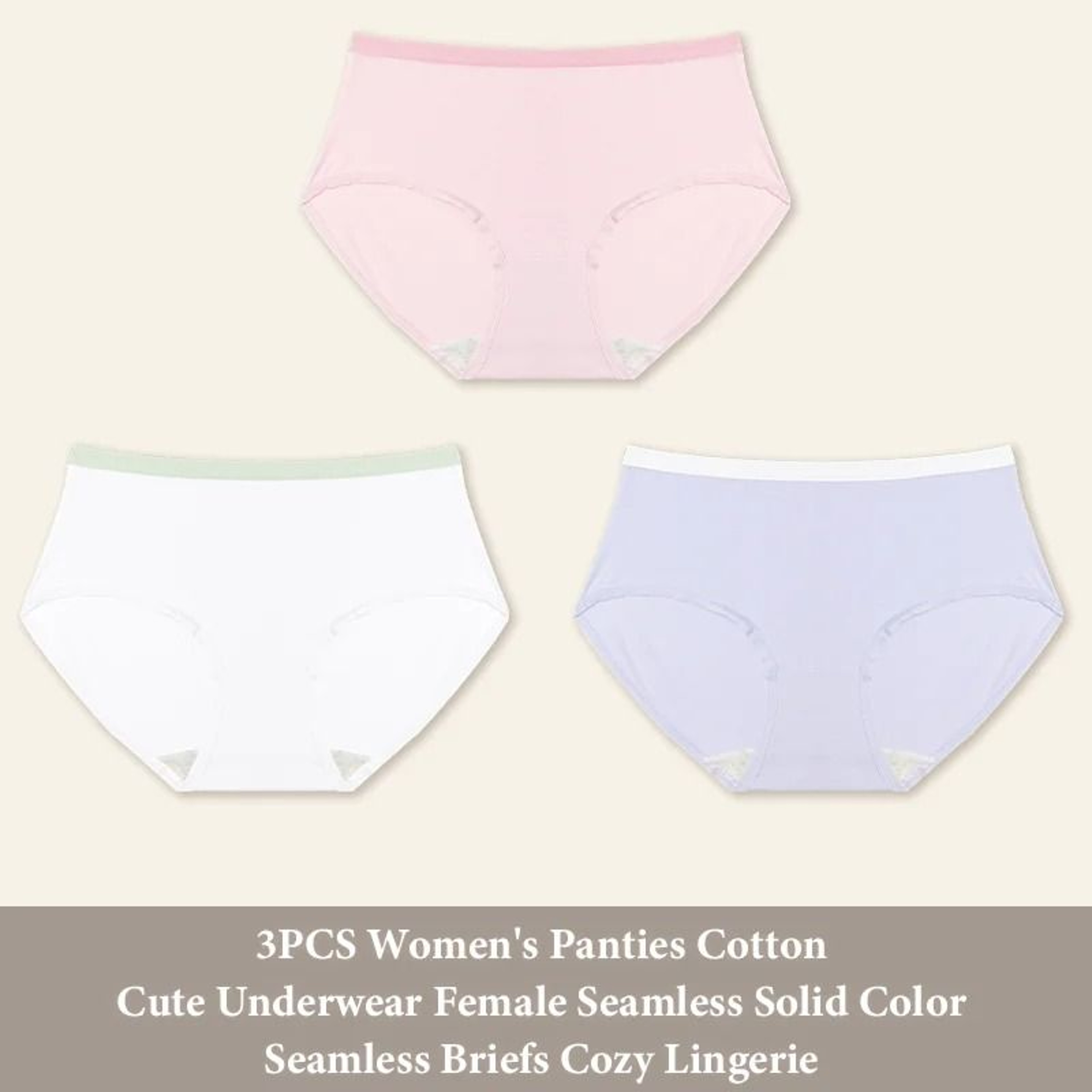 Women Seamless Cotton Brief Panties 3 Piece Set 8