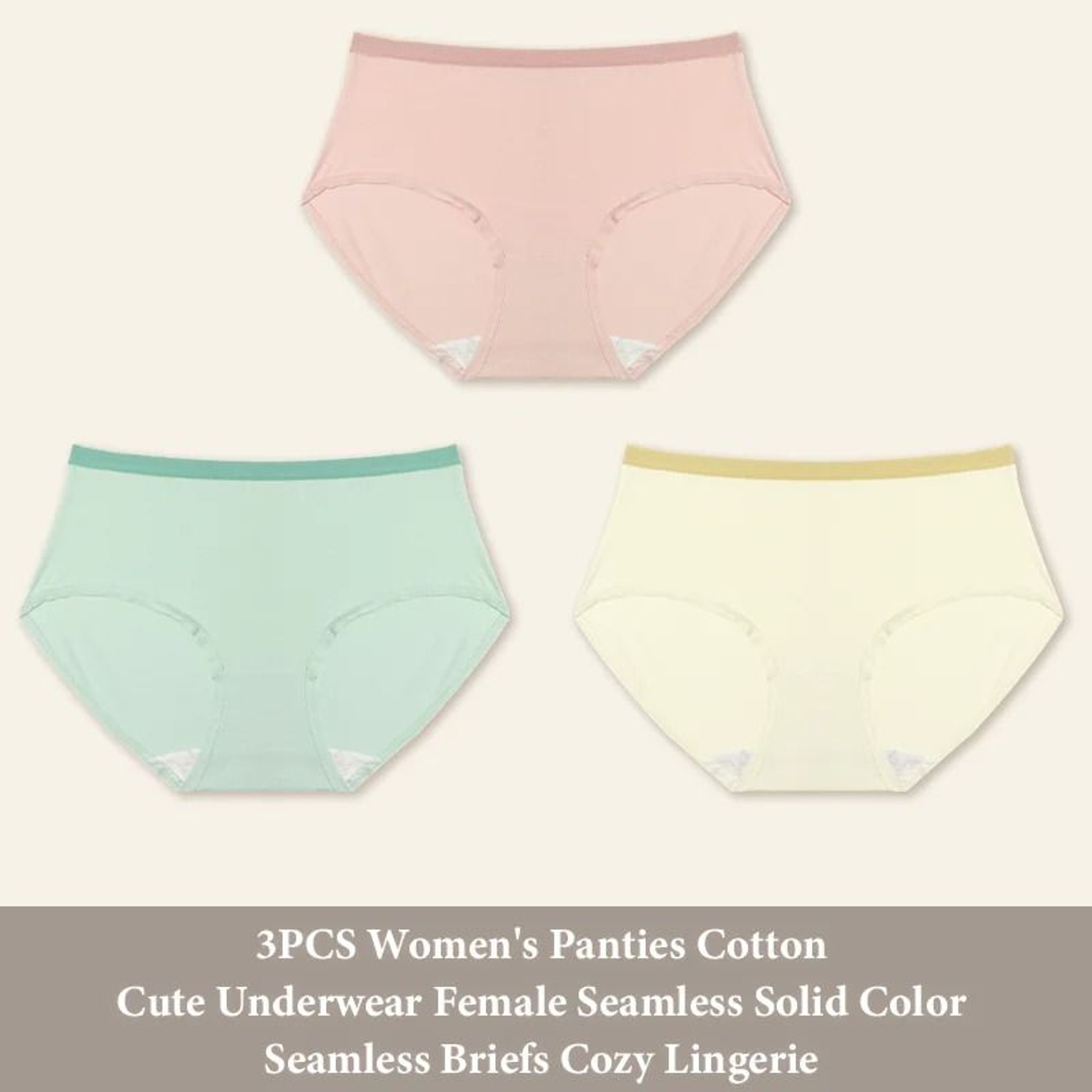 Women Seamless Cotton Brief Panties 3 Piece Set 9