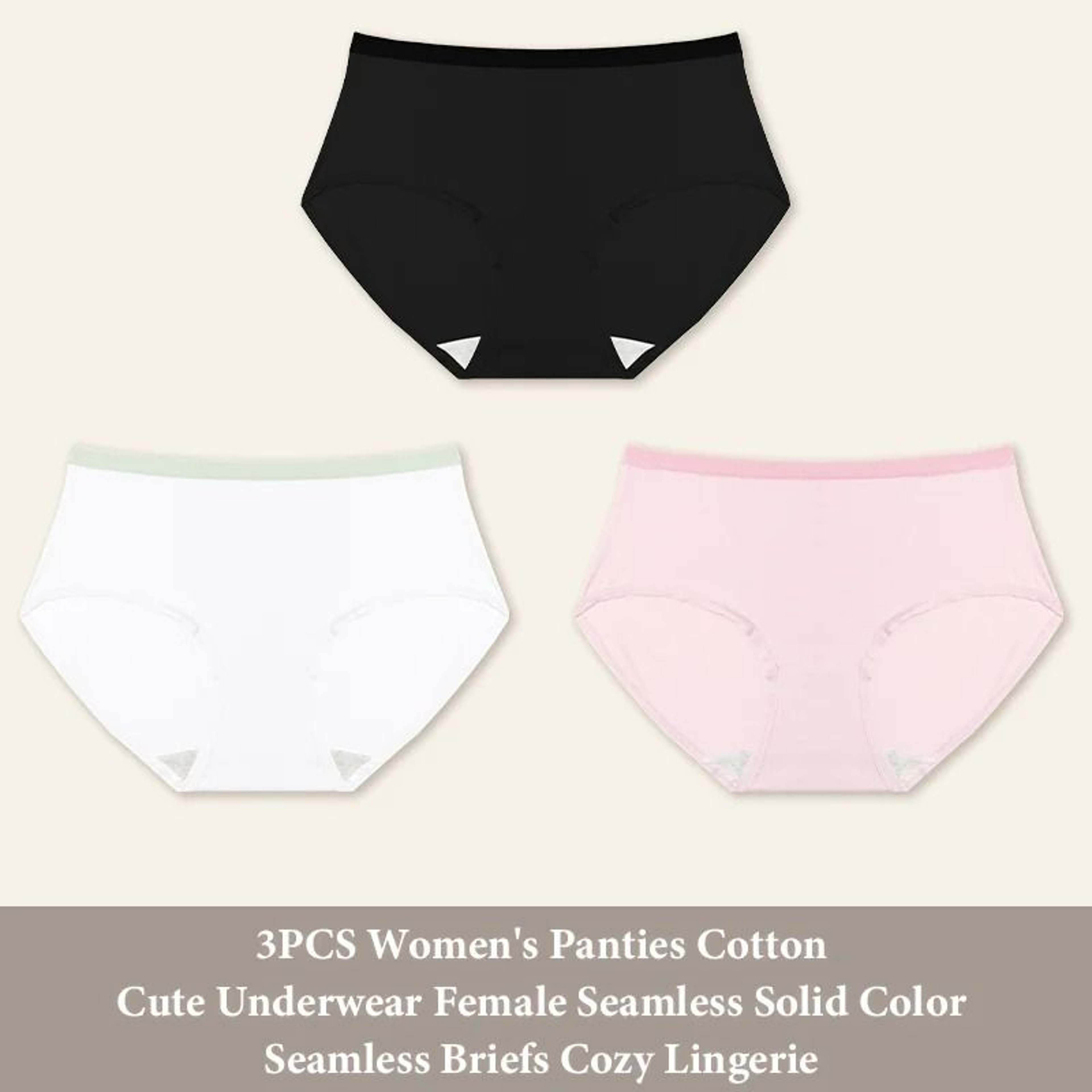 Women Seamless Cotton Brief Panties 3 Piece Set 7