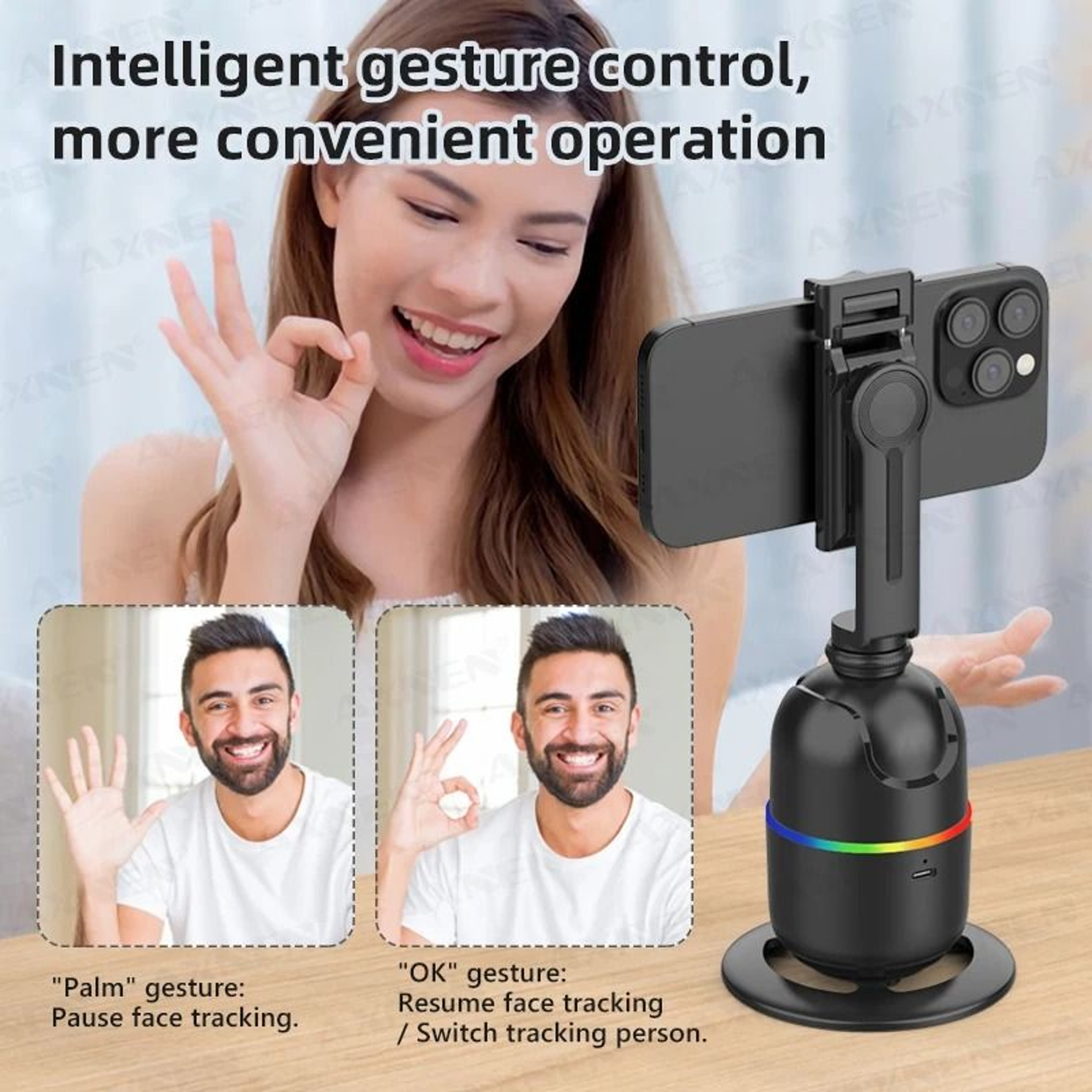 Smart Auto Face Tracking Gimbal With 360 Rotation For Smartphone And Camera 0