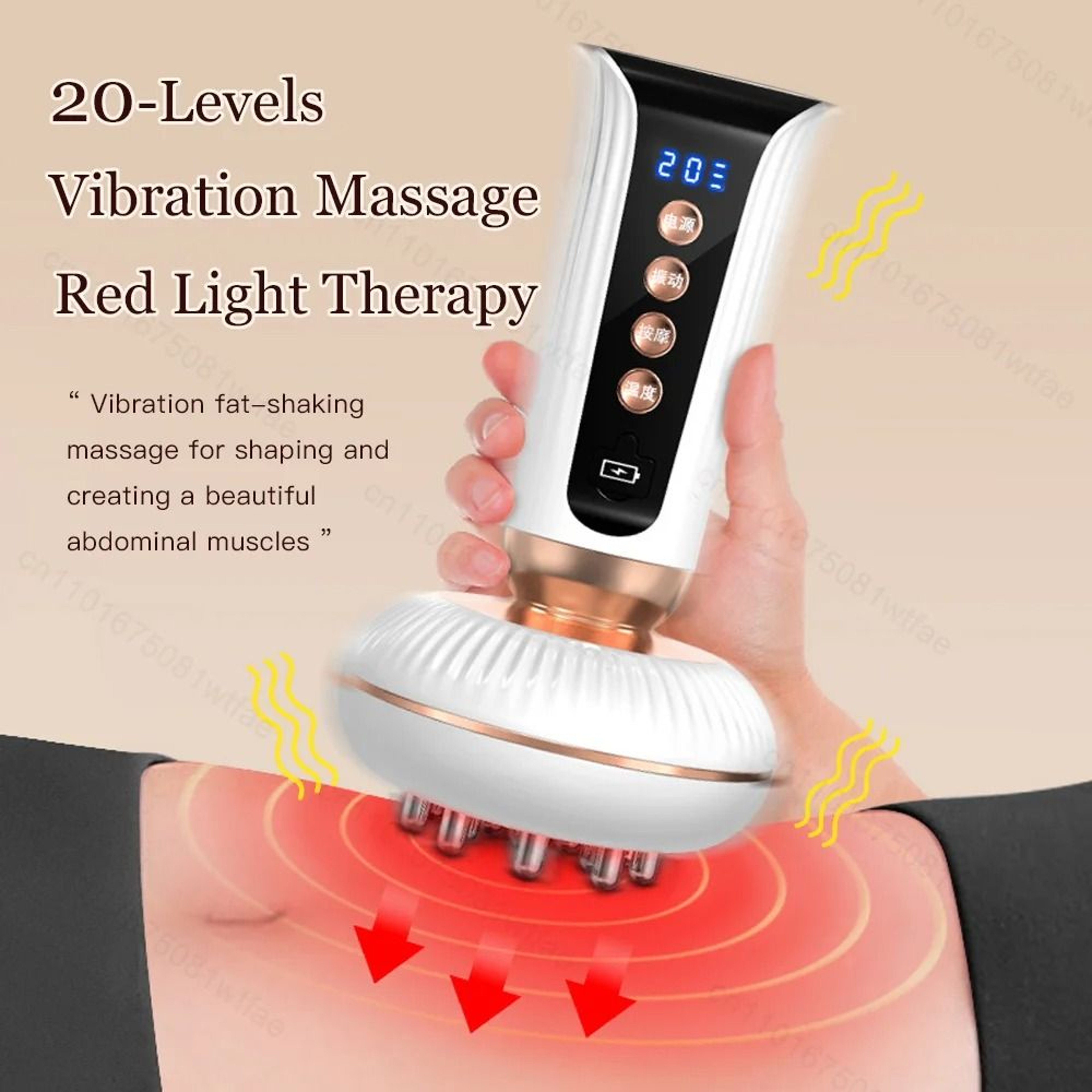 Red Light Heated Body Shaping Massage Brush With EMS And Guasha Therapy 4