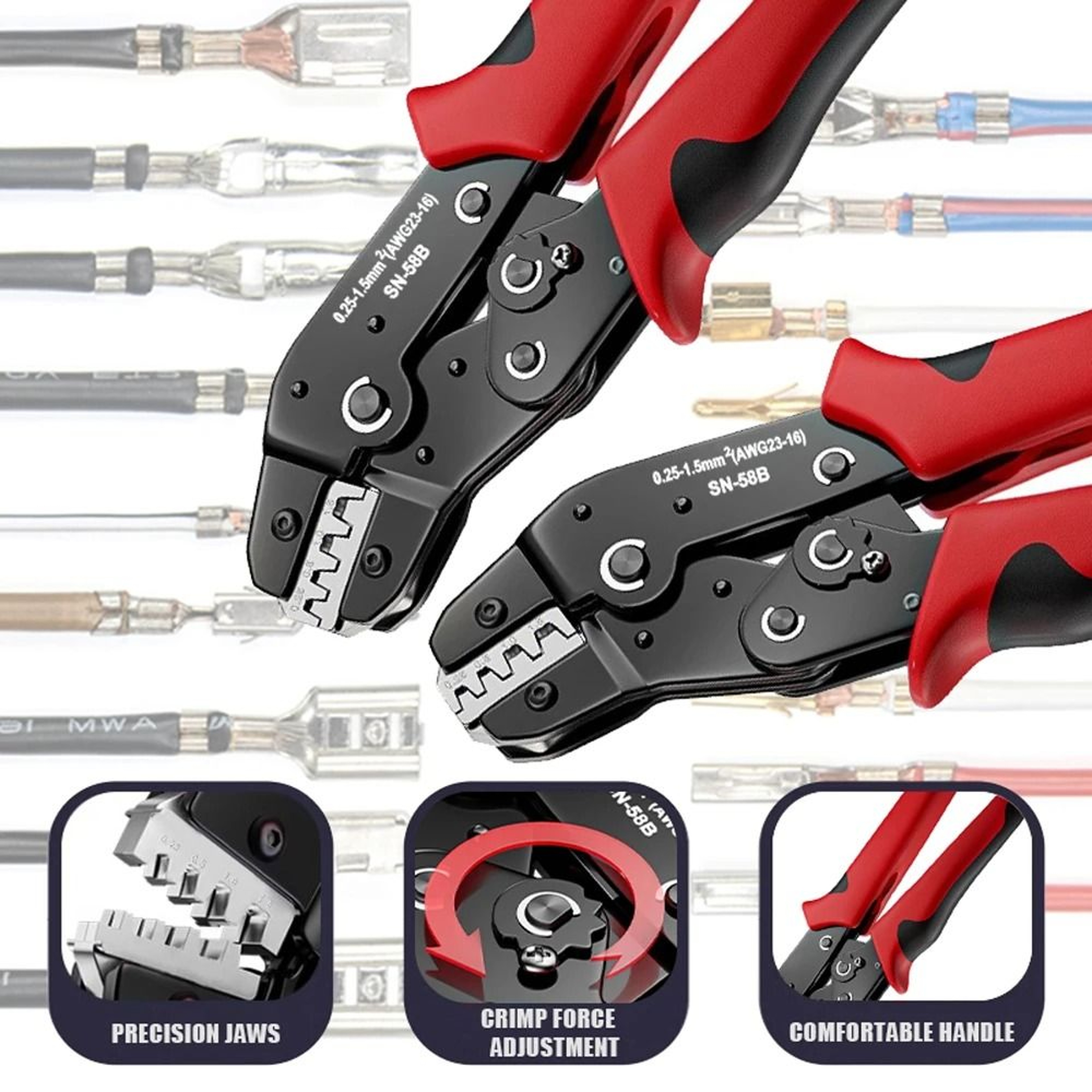 Ratcheting Crimping Tool Set For Connectors And Terminals 1