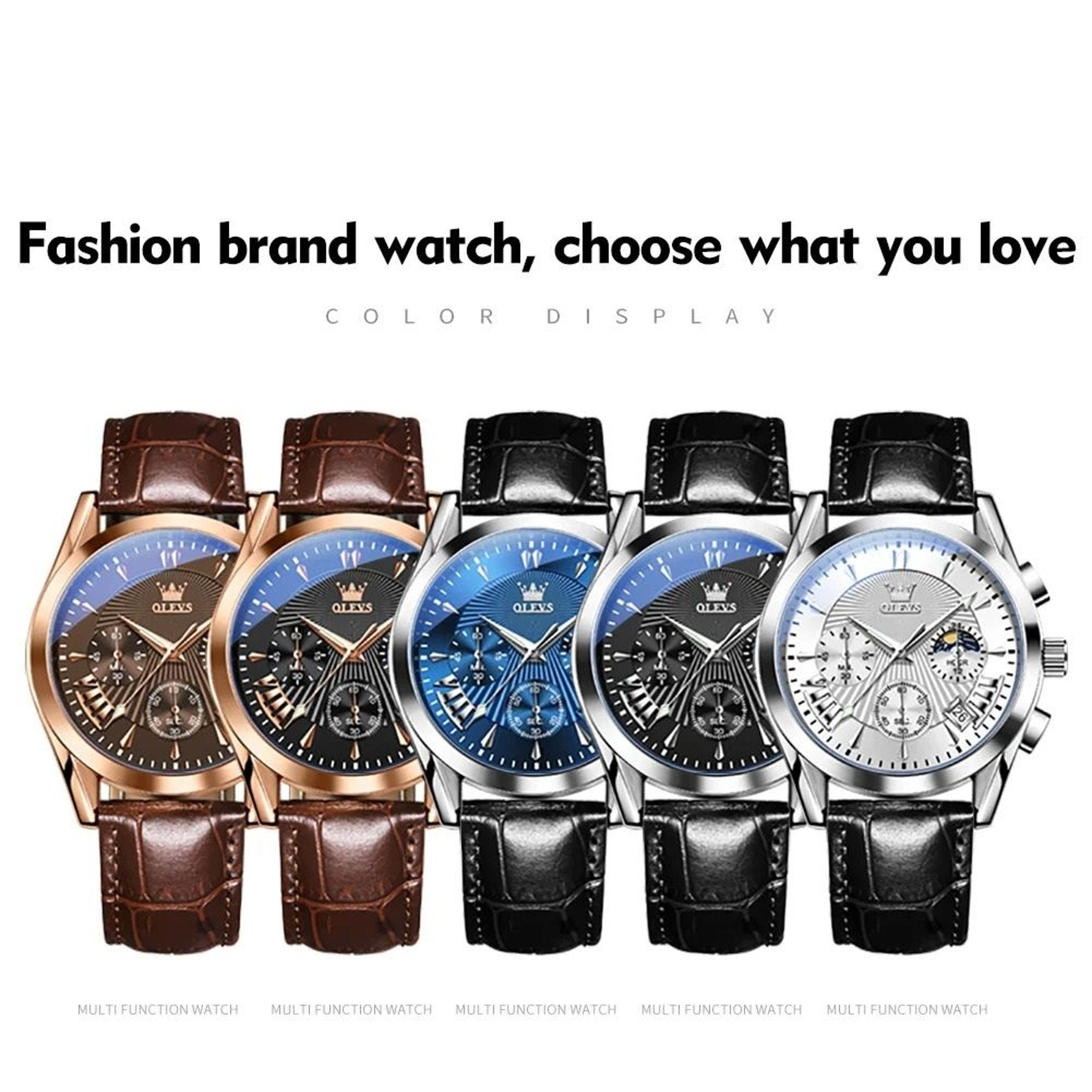 Elegant Mens Waterproof Quartz Watch With Leather Strap 5