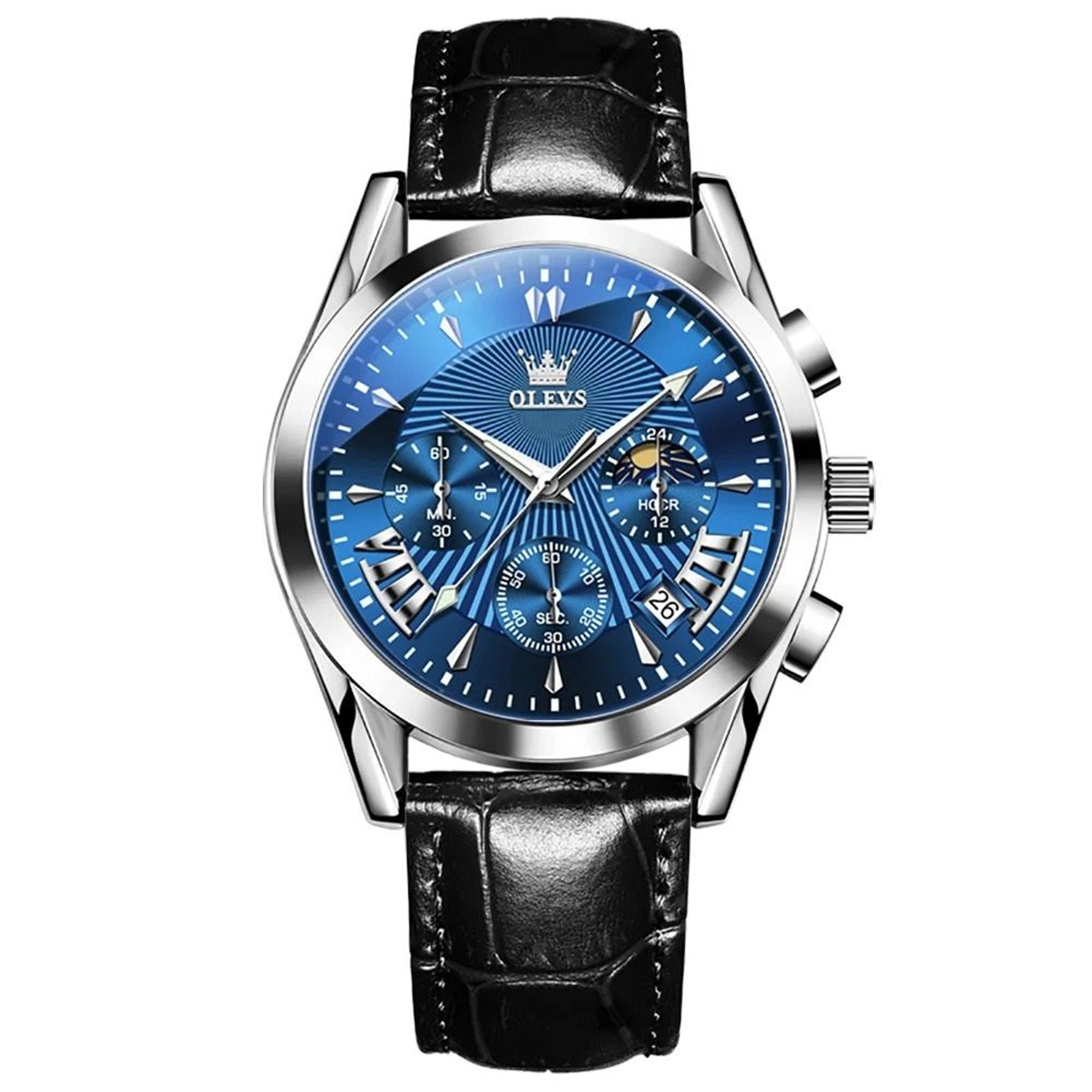 Elegant Mens Waterproof Quartz Watch With Leather Strap 6