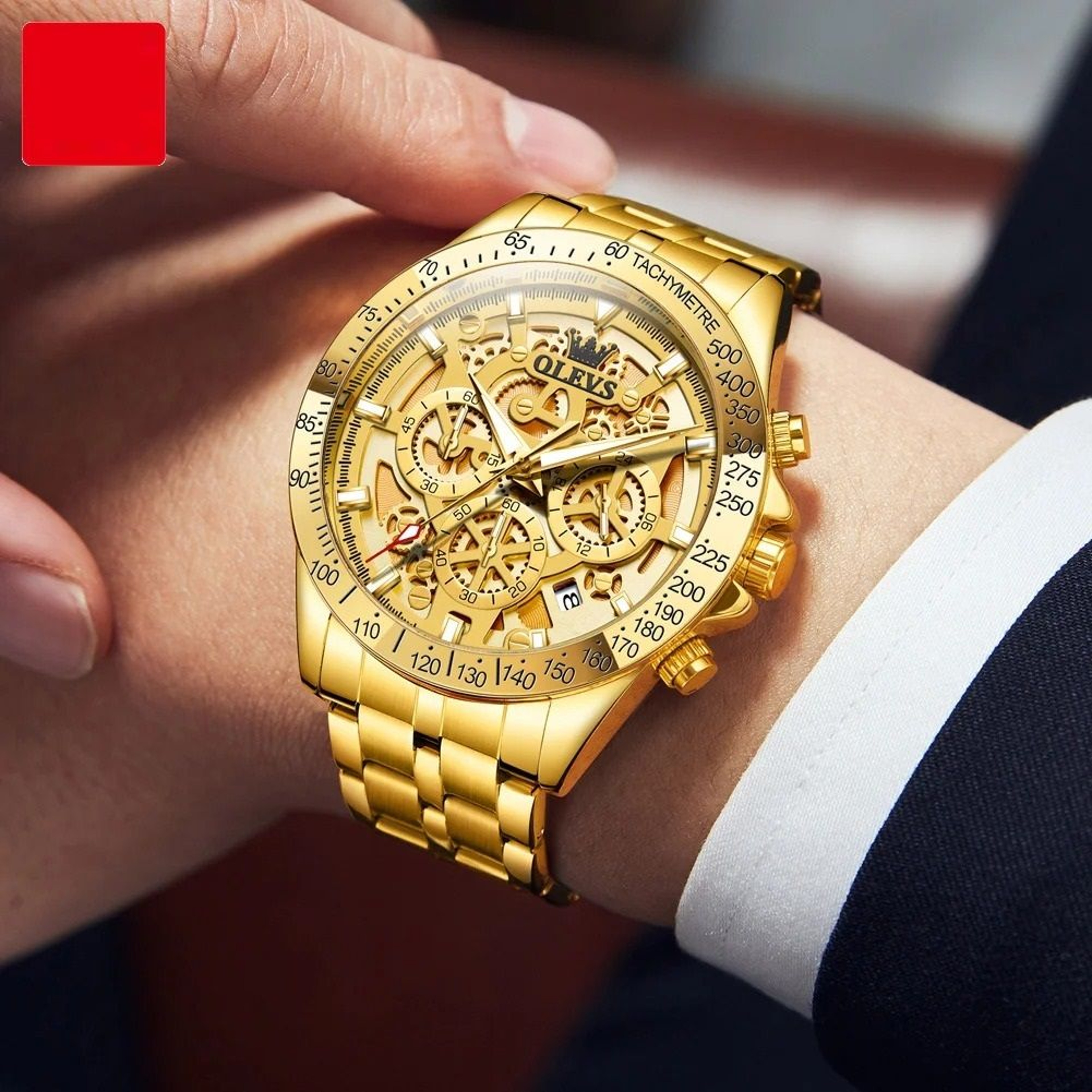 Mens Waterproof Luminous Quartz Chronograph Watch With Date  24h Display 2