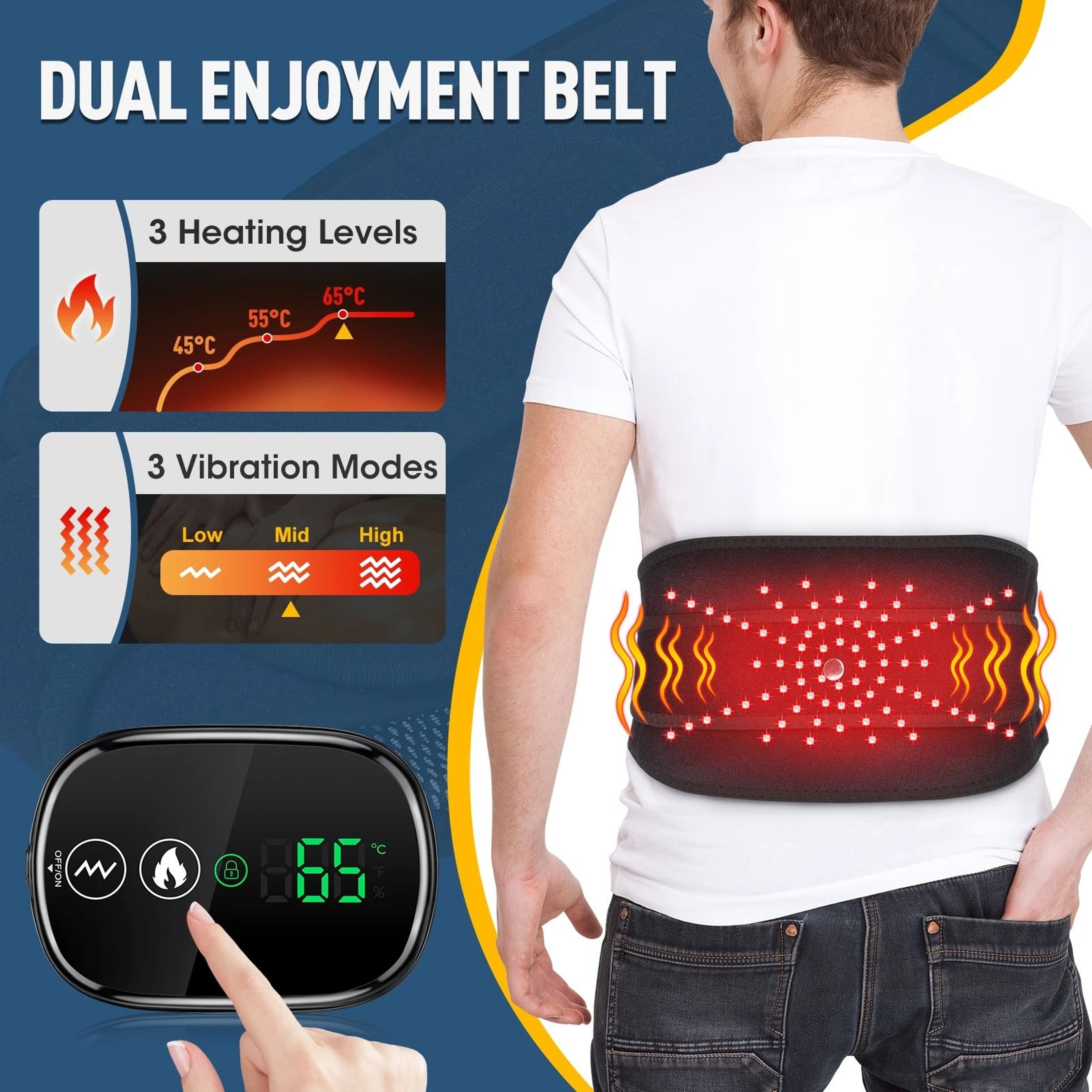 Cordless Heated Massage Pad Belt With Red Light Therapy 1