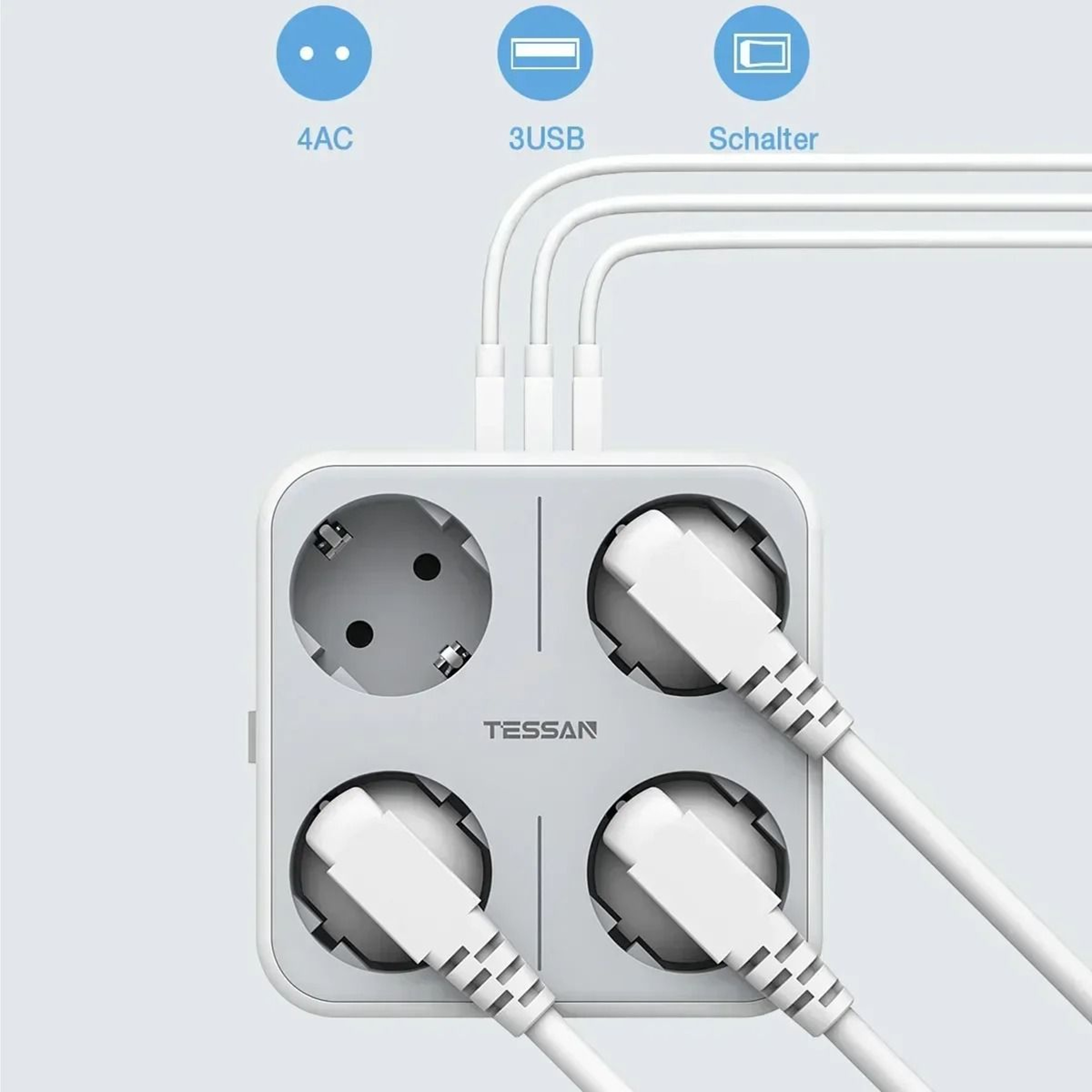 EU Power Strip With USB And AC Outlets 1