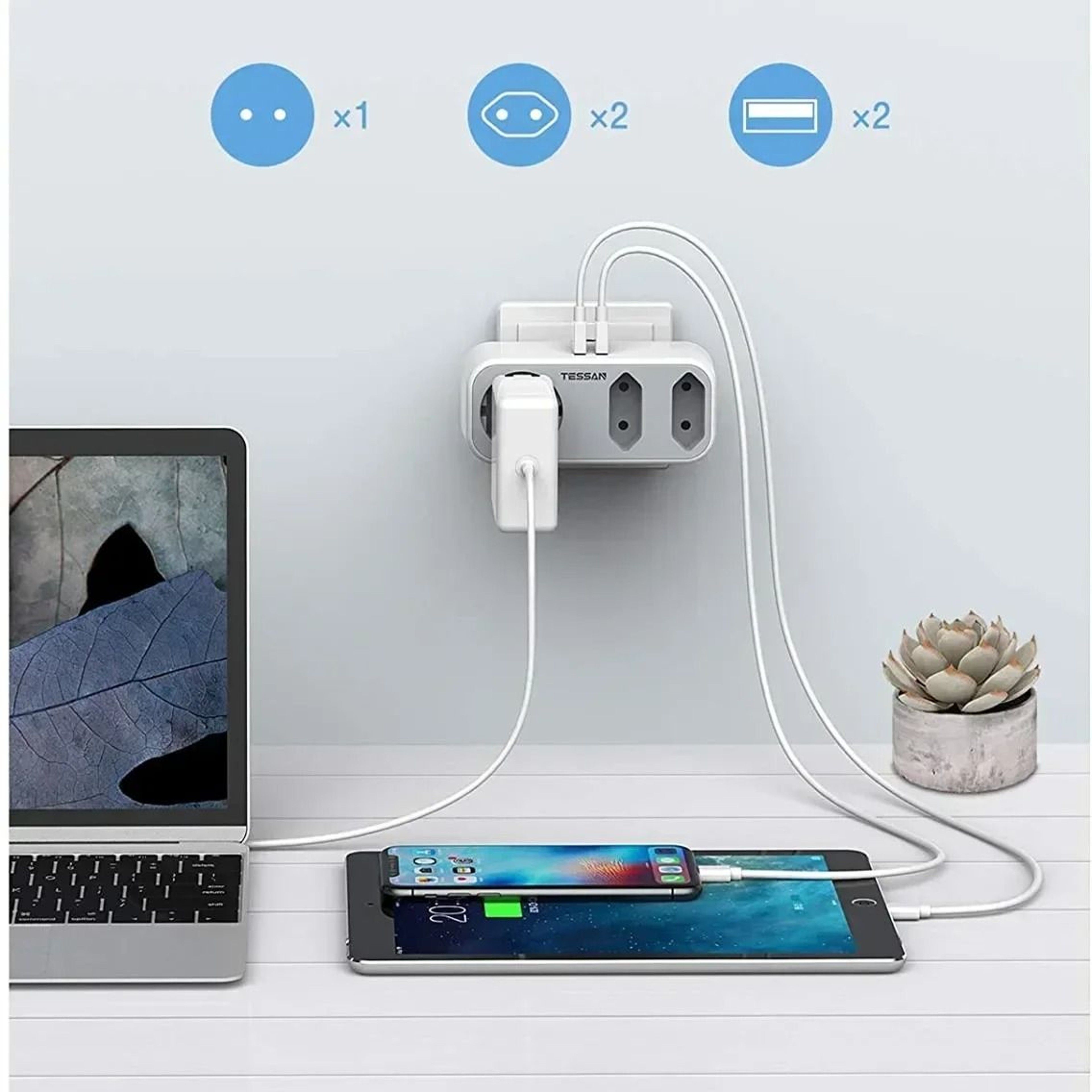 EU Power Strip With USB And AC Outlets 3