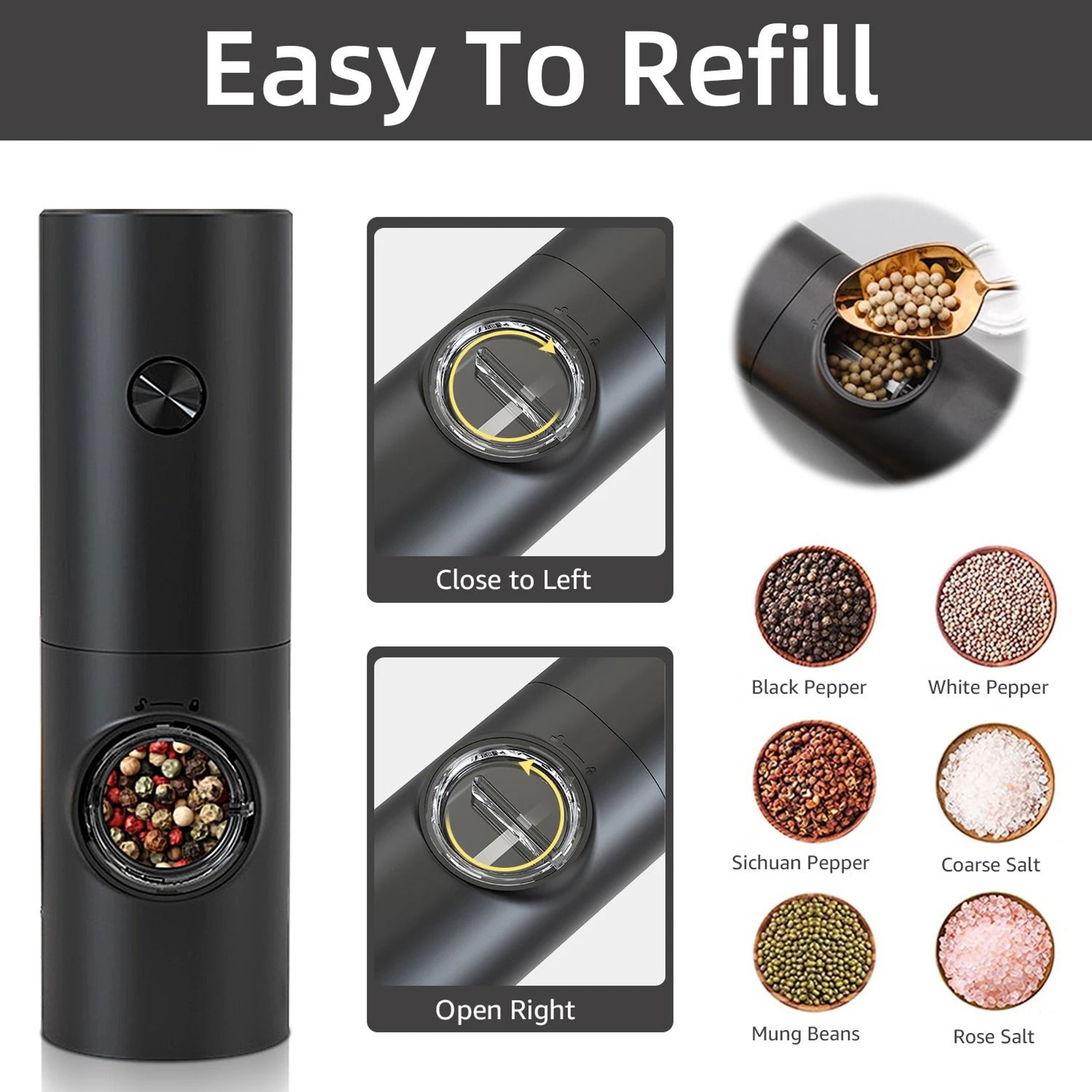 Electric Automatic Salt  Pepper Grinder With LED Light And Adjustable Coarseness 3