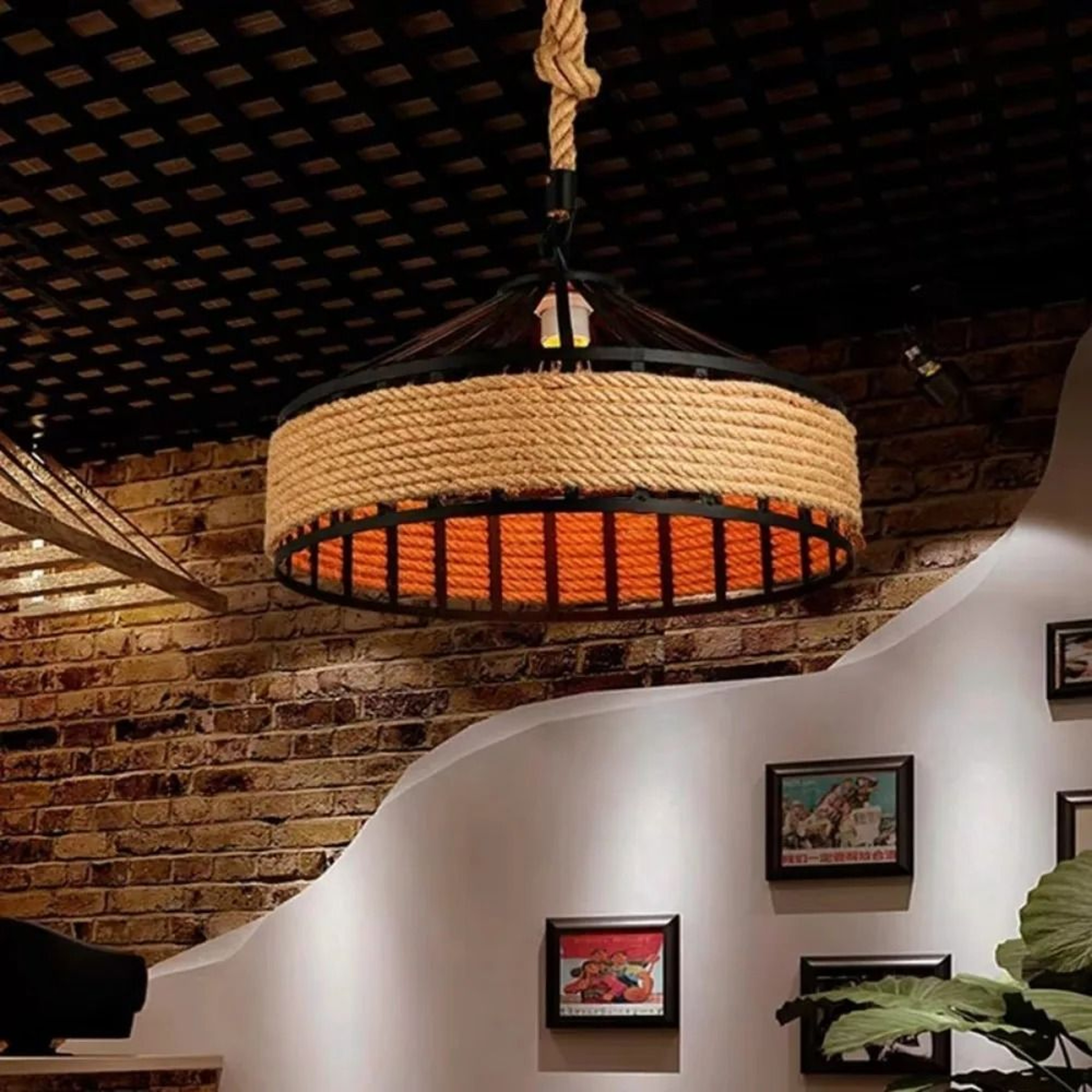 Nordic Vintage Twine Industrial Chandelier Adjustable Pendant Light 2