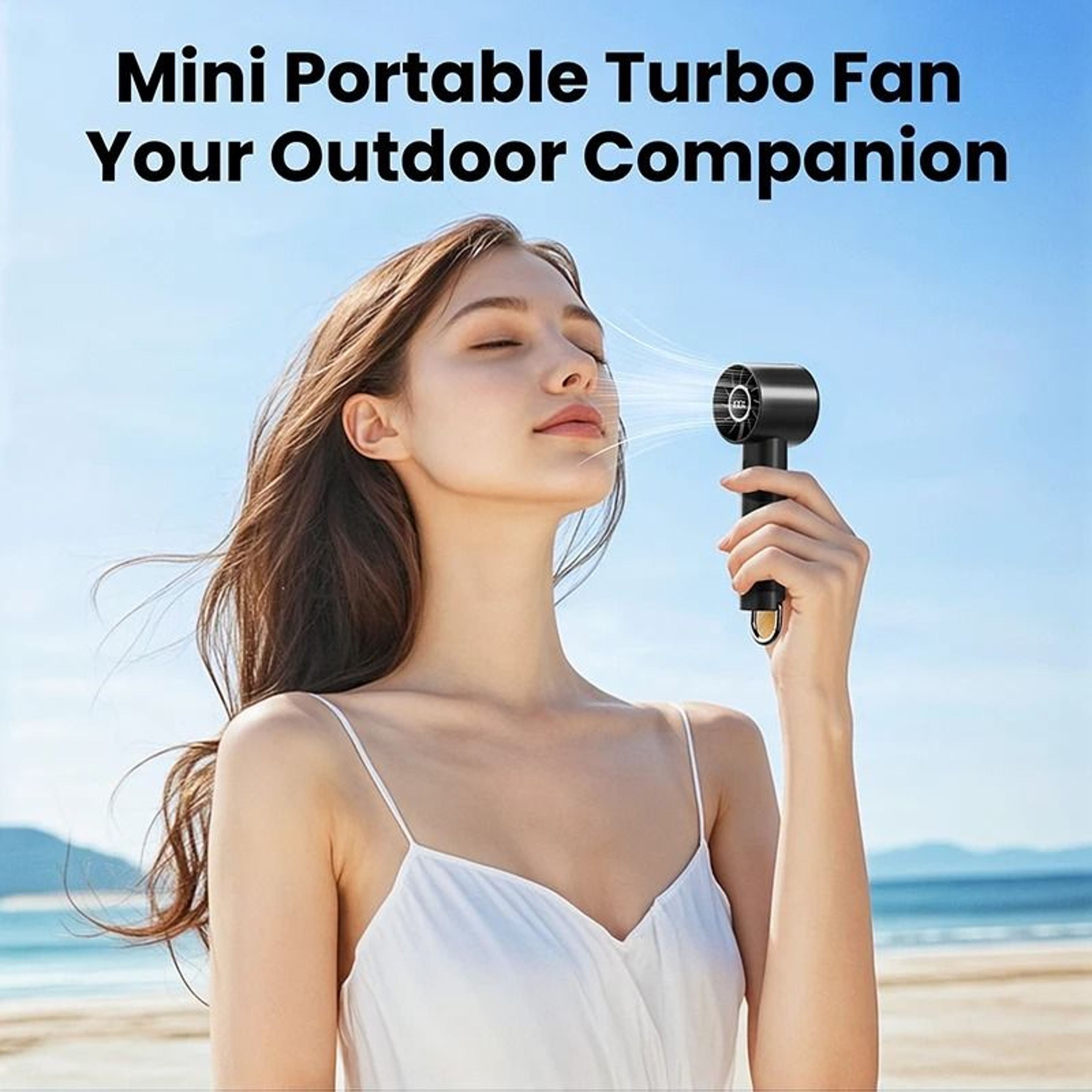 Portable Handheld Fan With LED Display And Flashlight 5
