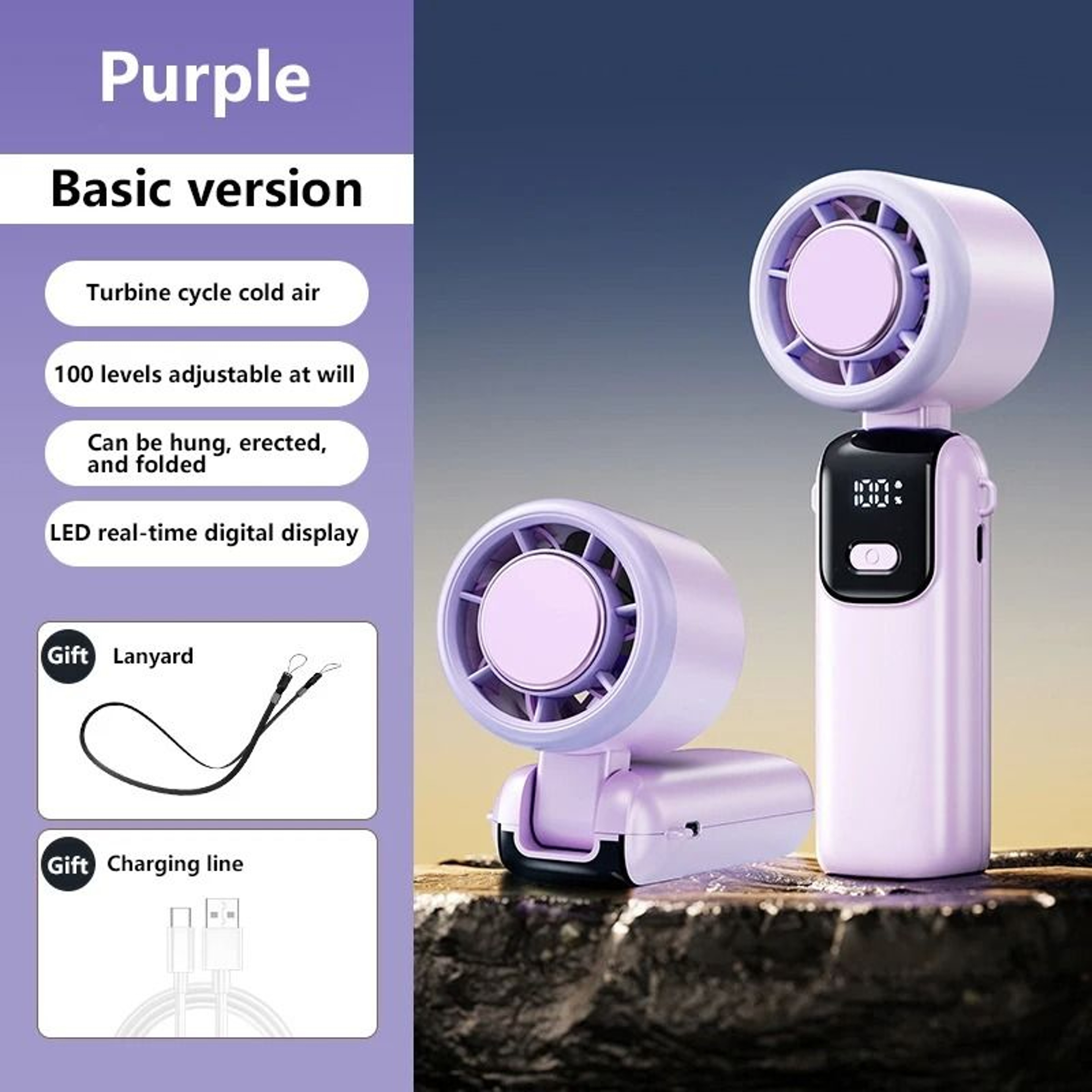 Ice Cooling Handheld Fan With 100 Speed Settings And Foldable Design 10