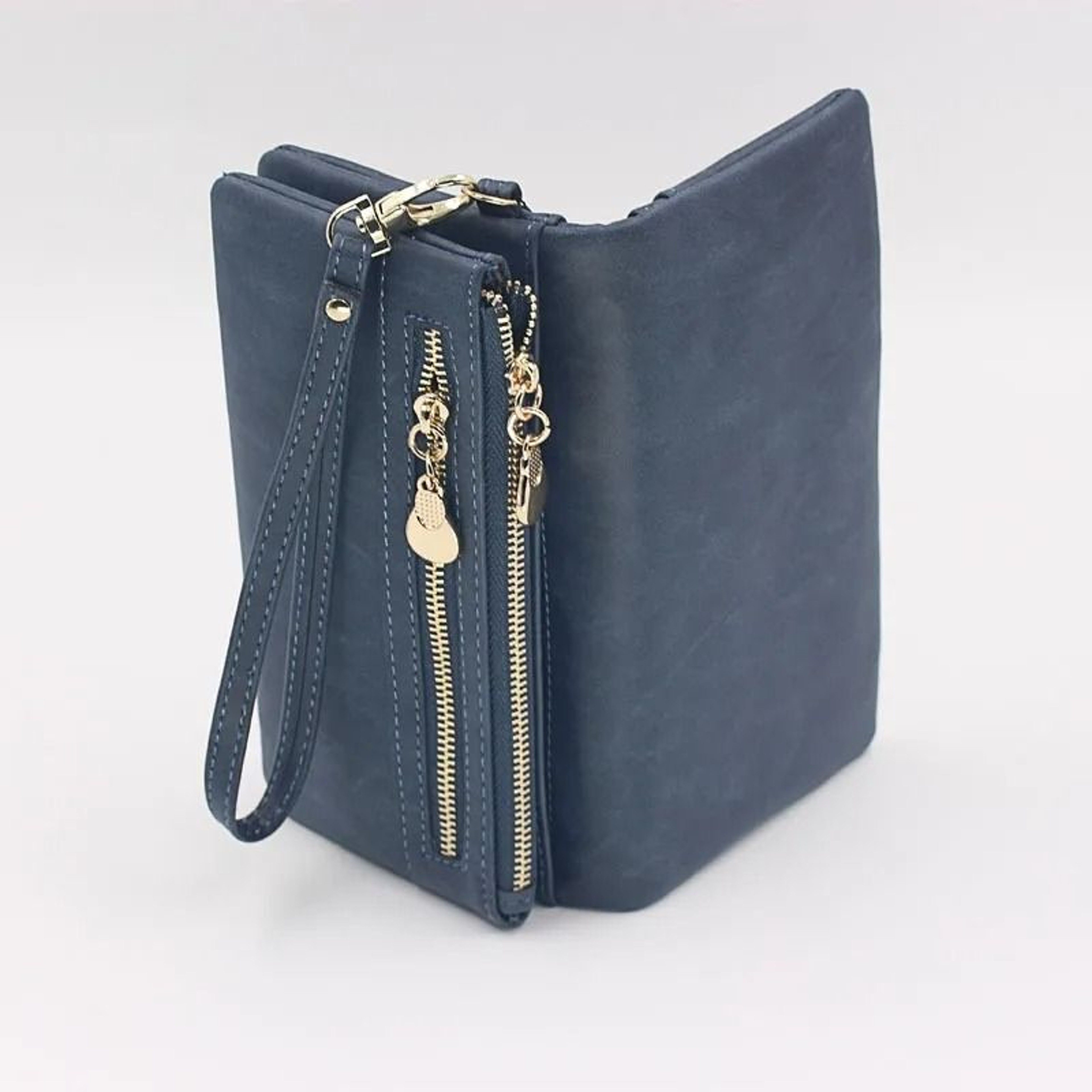 Large Capacity Womens Leather Wallet With Double Zipper 2