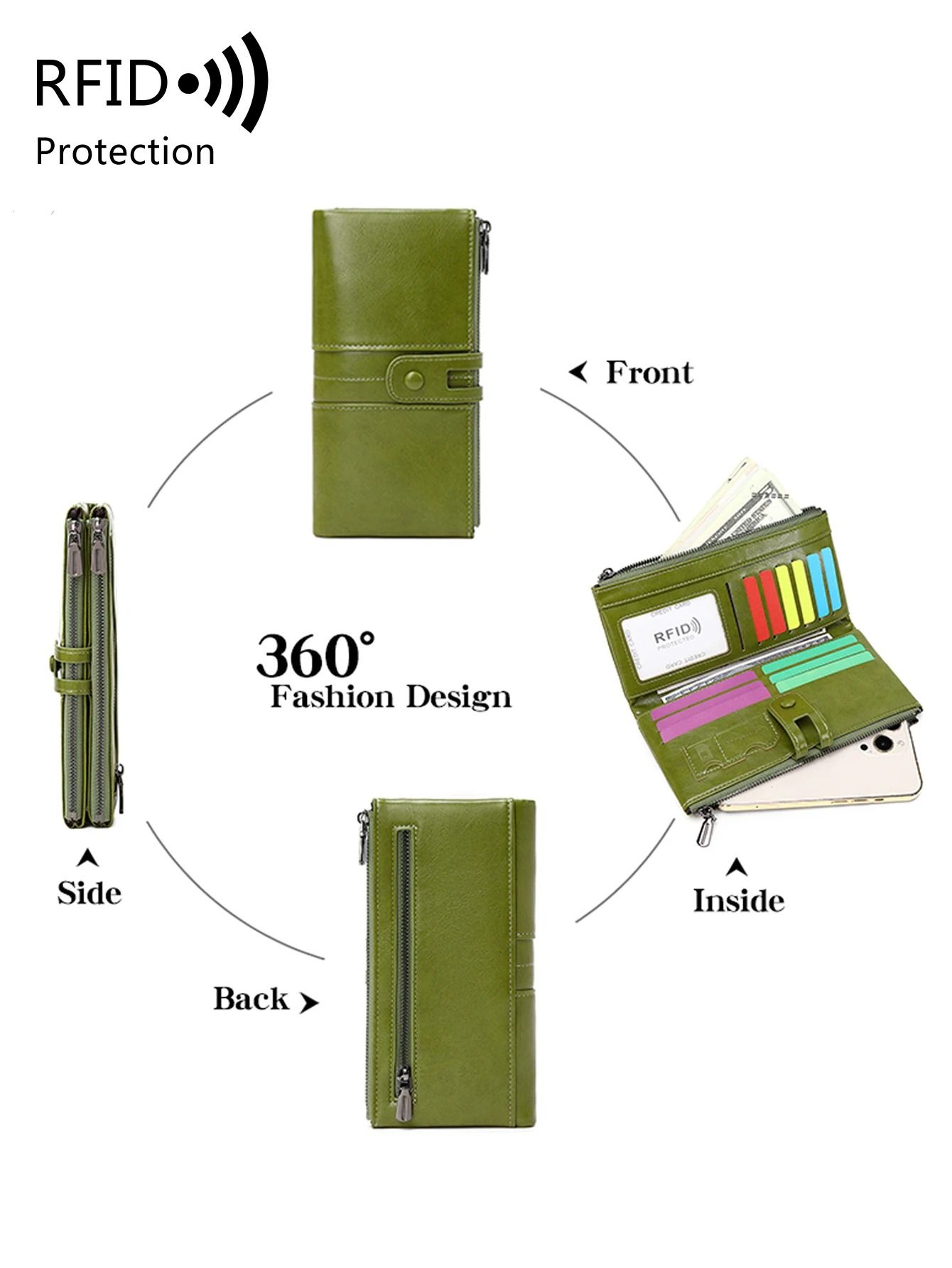 RFID Womens Long PU Leather Wallet Handbag 2