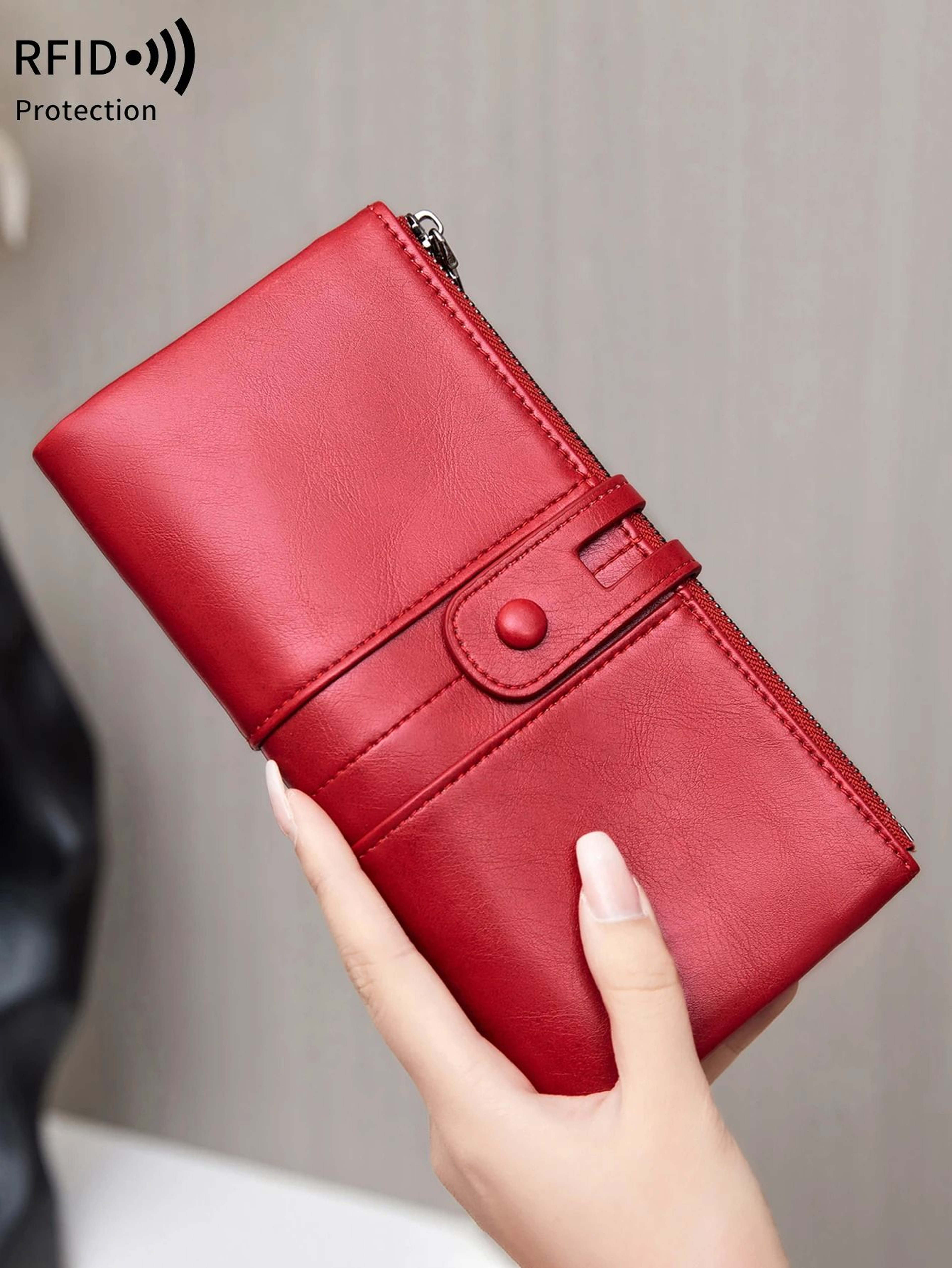 RFID Womens Long PU Leather Wallet Handbag 4