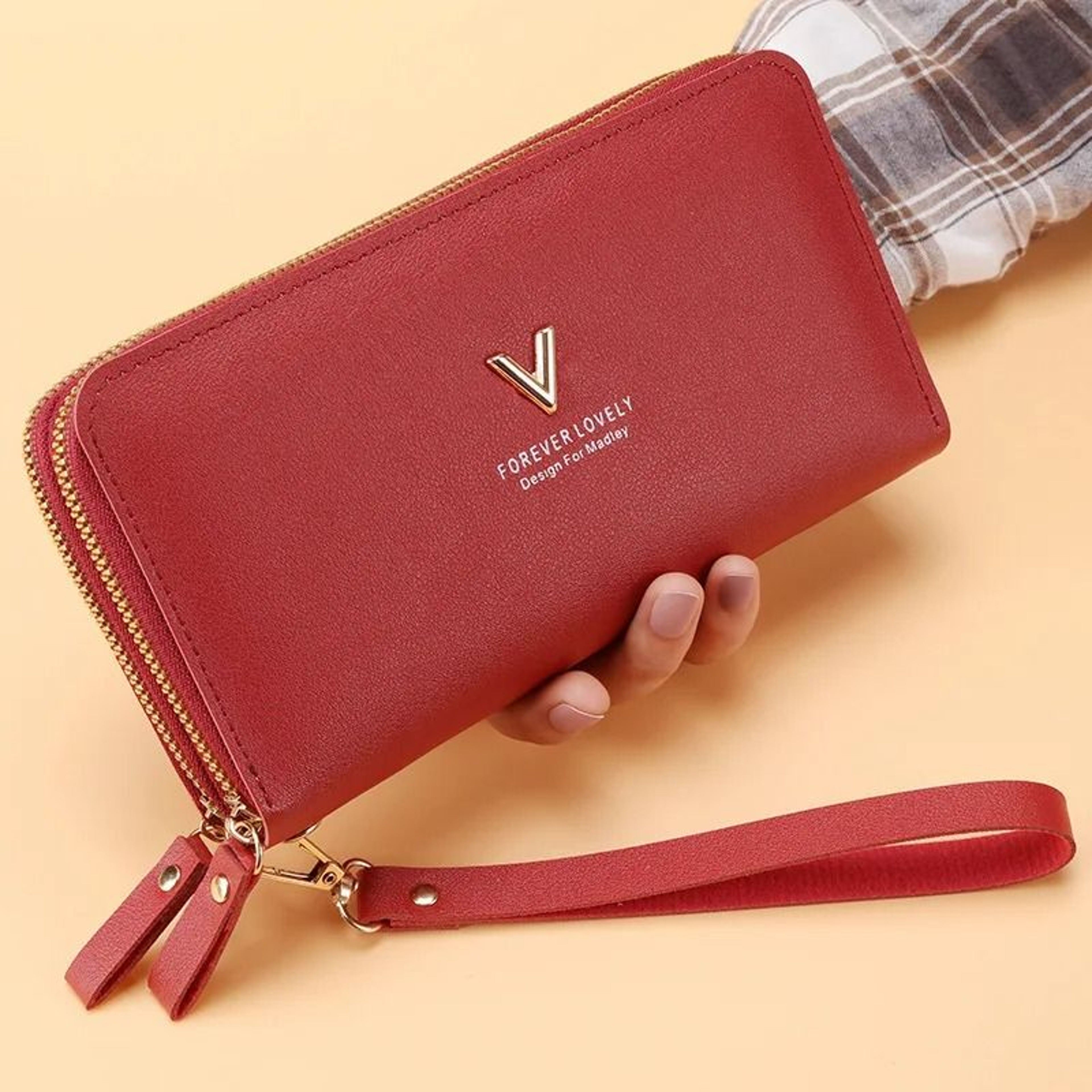 Long Womens Clutch Wallet With Double Zipper And Tassel Accent 13