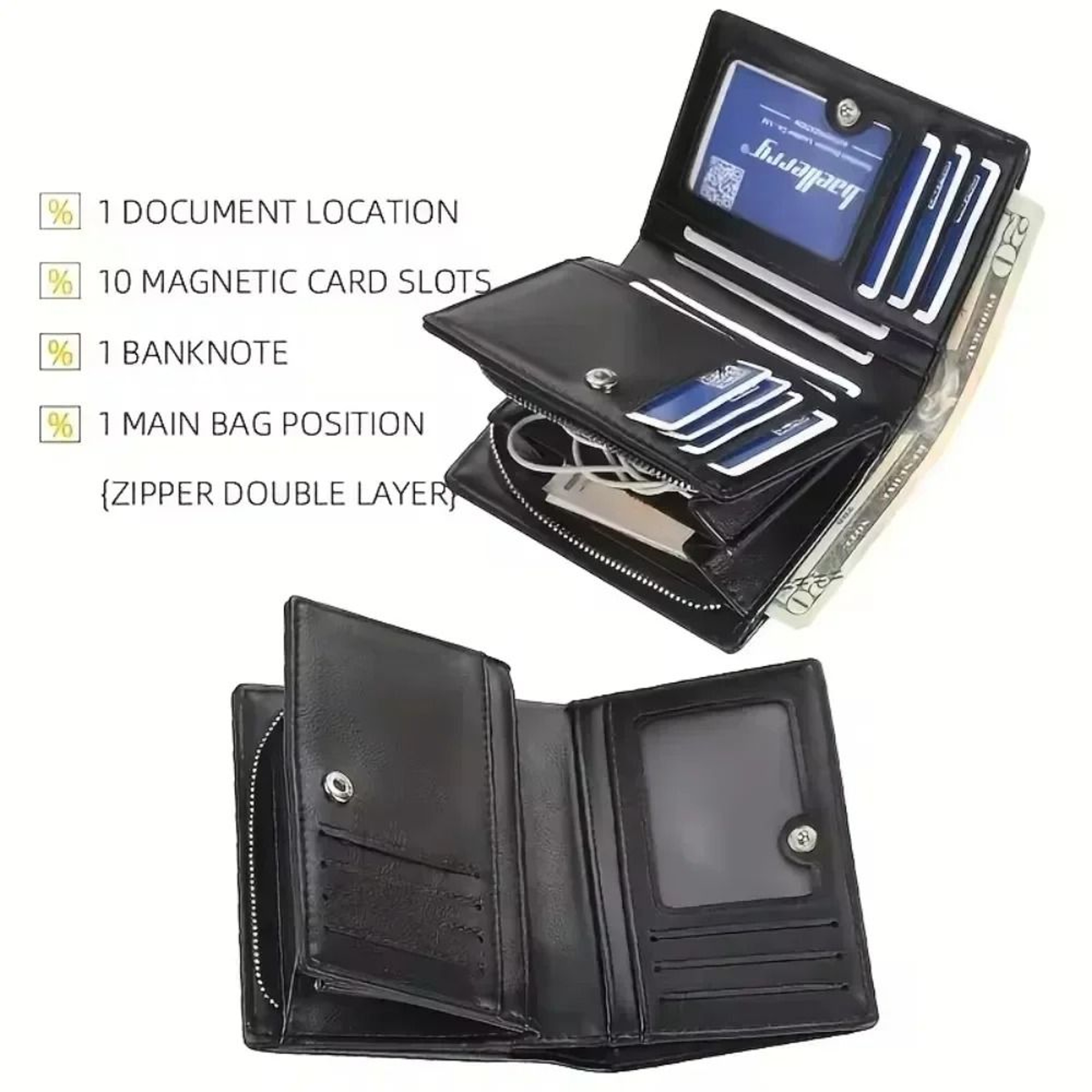 PU Leather Zipper Wallet For Men With Coin Pocket And Card Holder 1