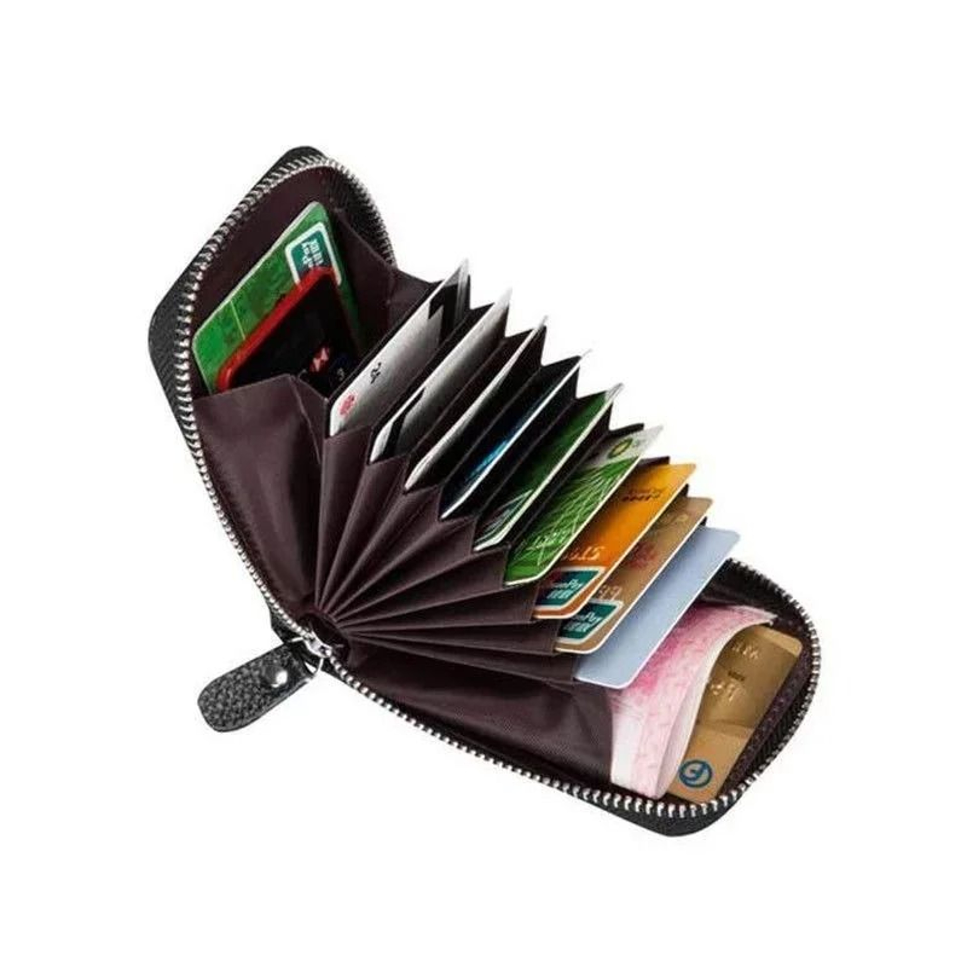 Mens PU Leather Wallet With RFID Blocking And Zipper Pocket 5
