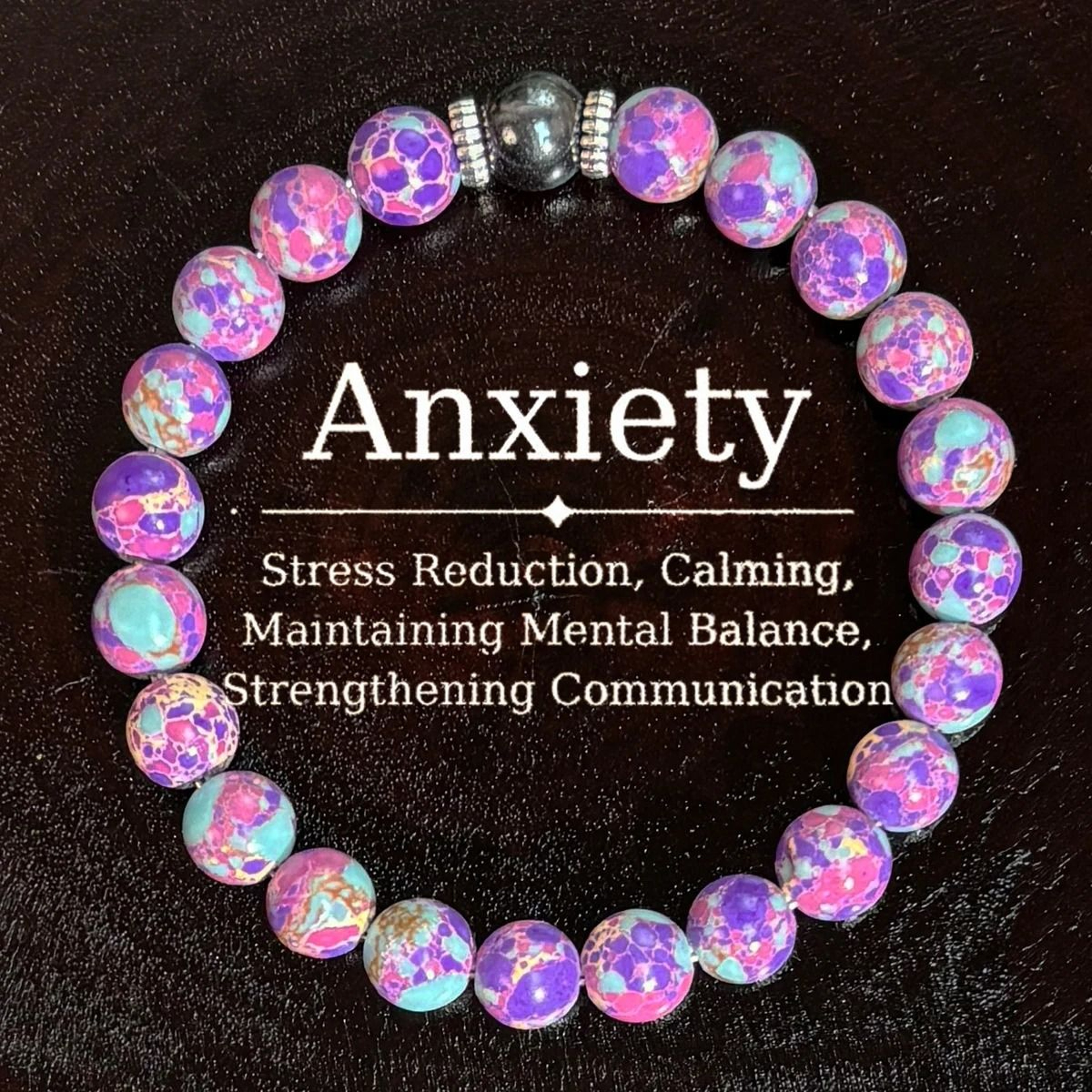 Bohemian Purple Stone Beaded Stretch Bracelet For Men  Women 0