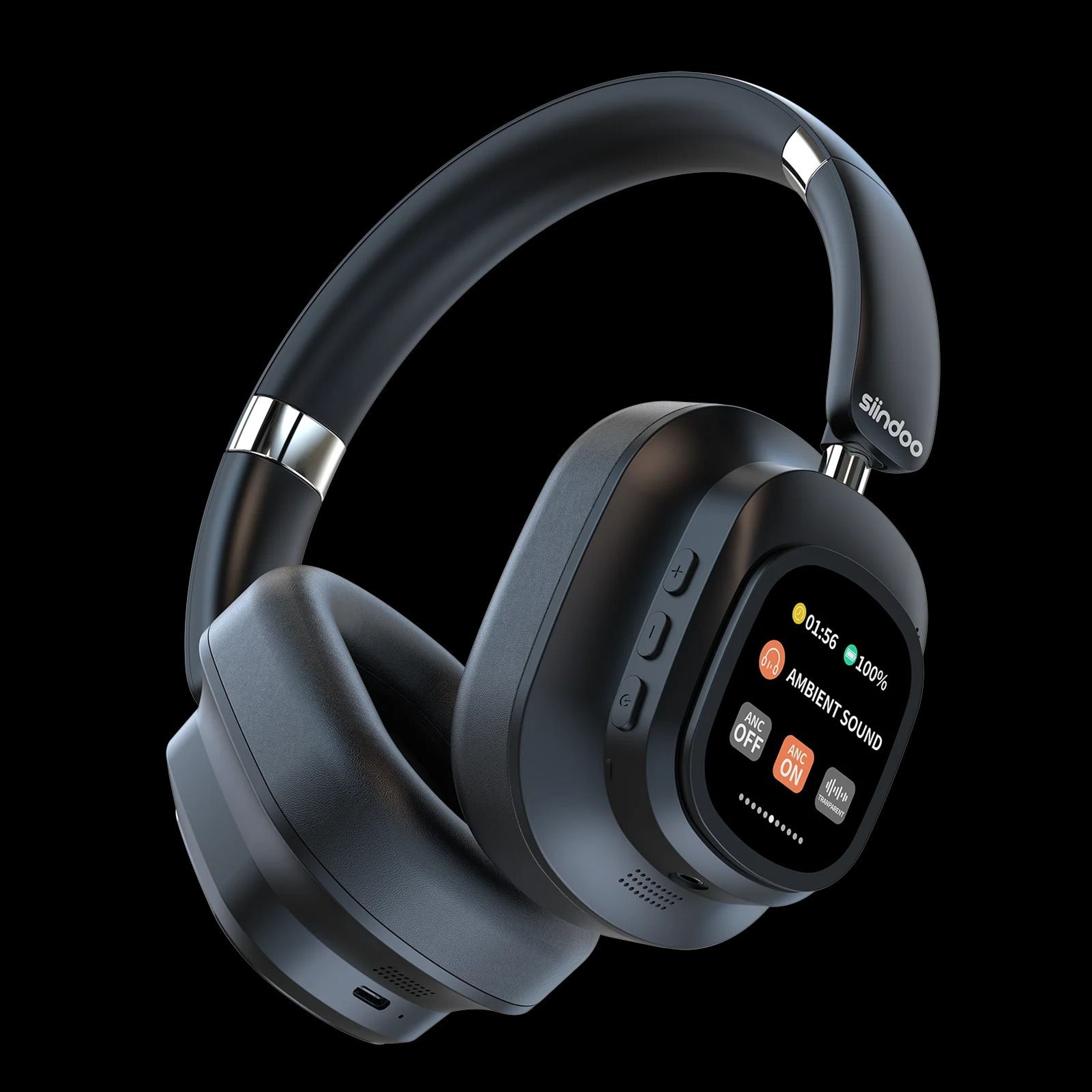 Hybrid Wireless Headphones With Active Noise Cancelling And LED Touch Screen 4