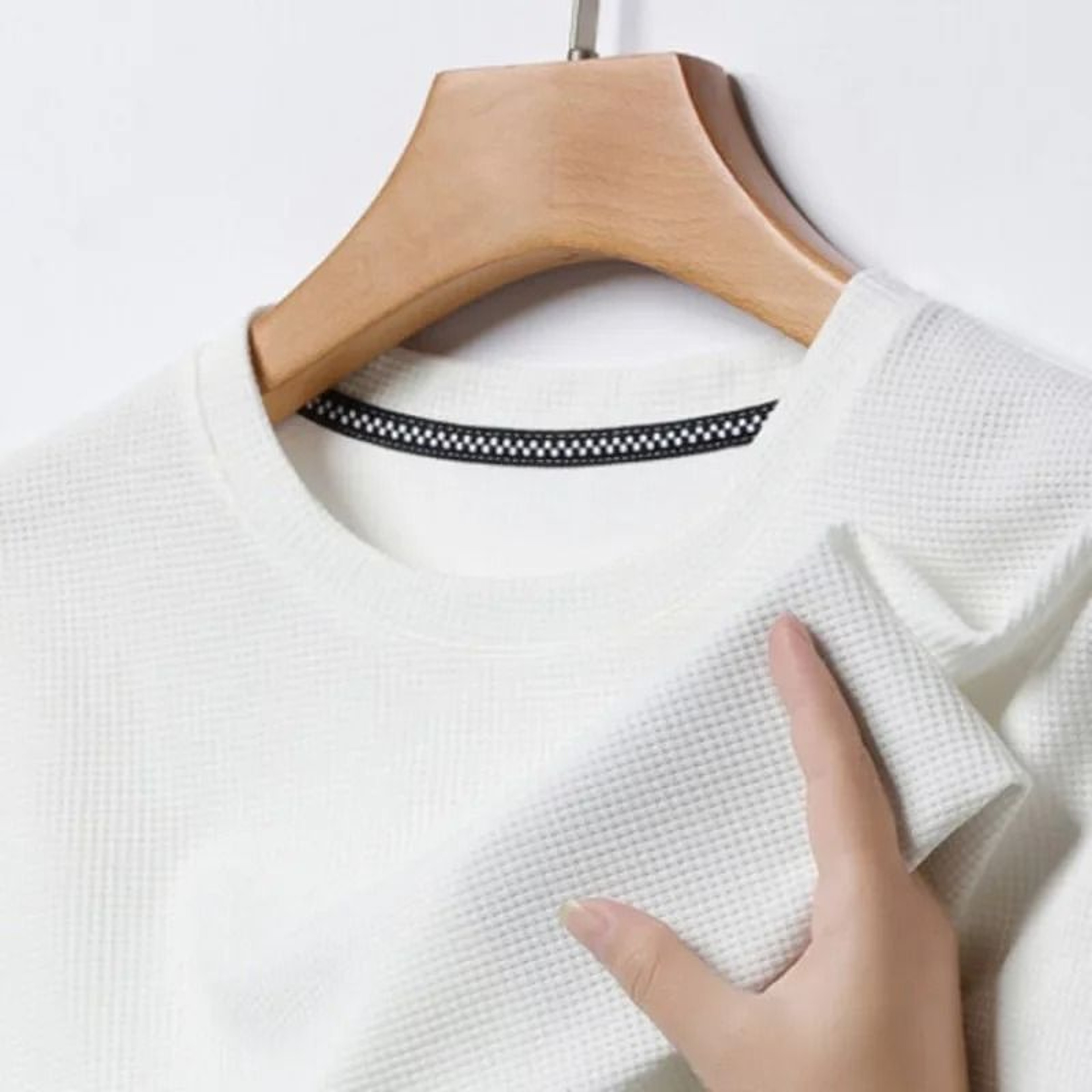 Mens Summer Waffle Knit Short Sleeve T Shirt With Round Neck 2
