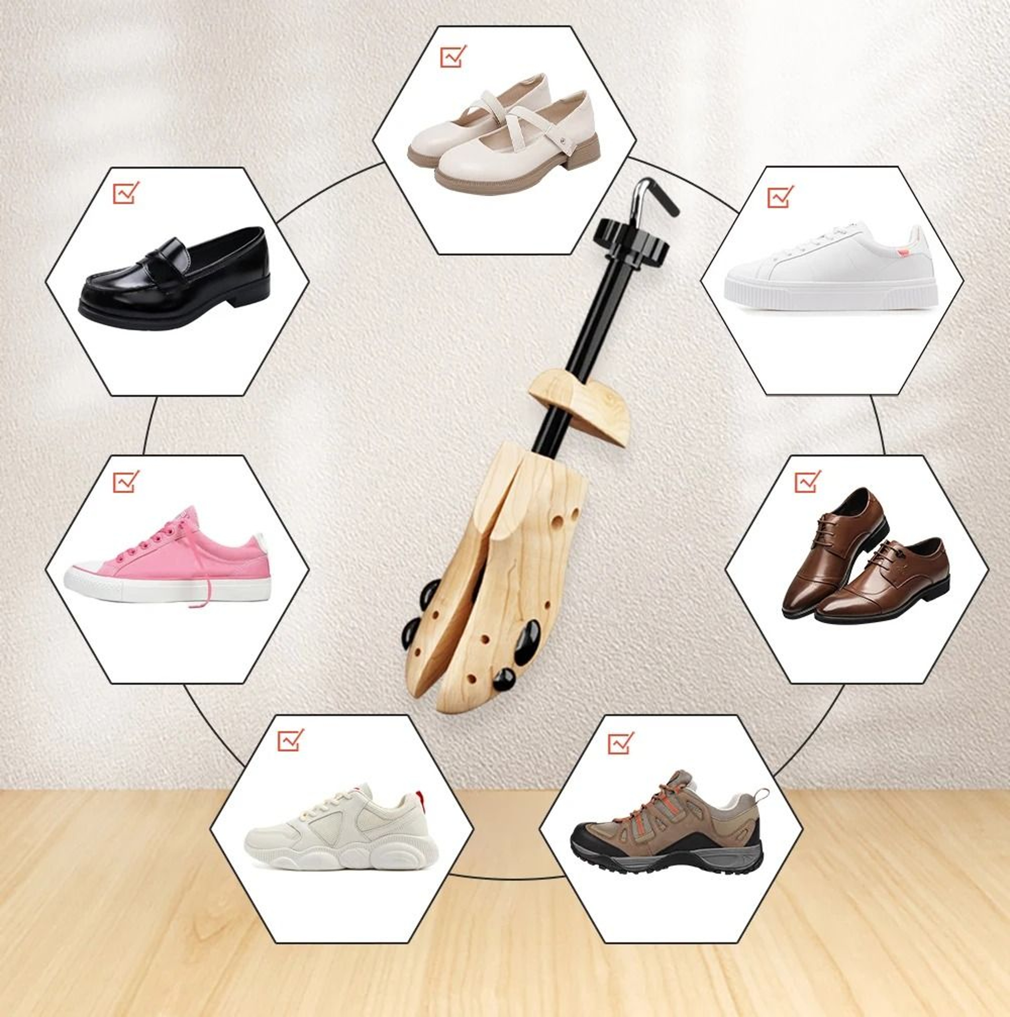 Adjustable Wooden Shoe Tree And Stretcher Expander 5