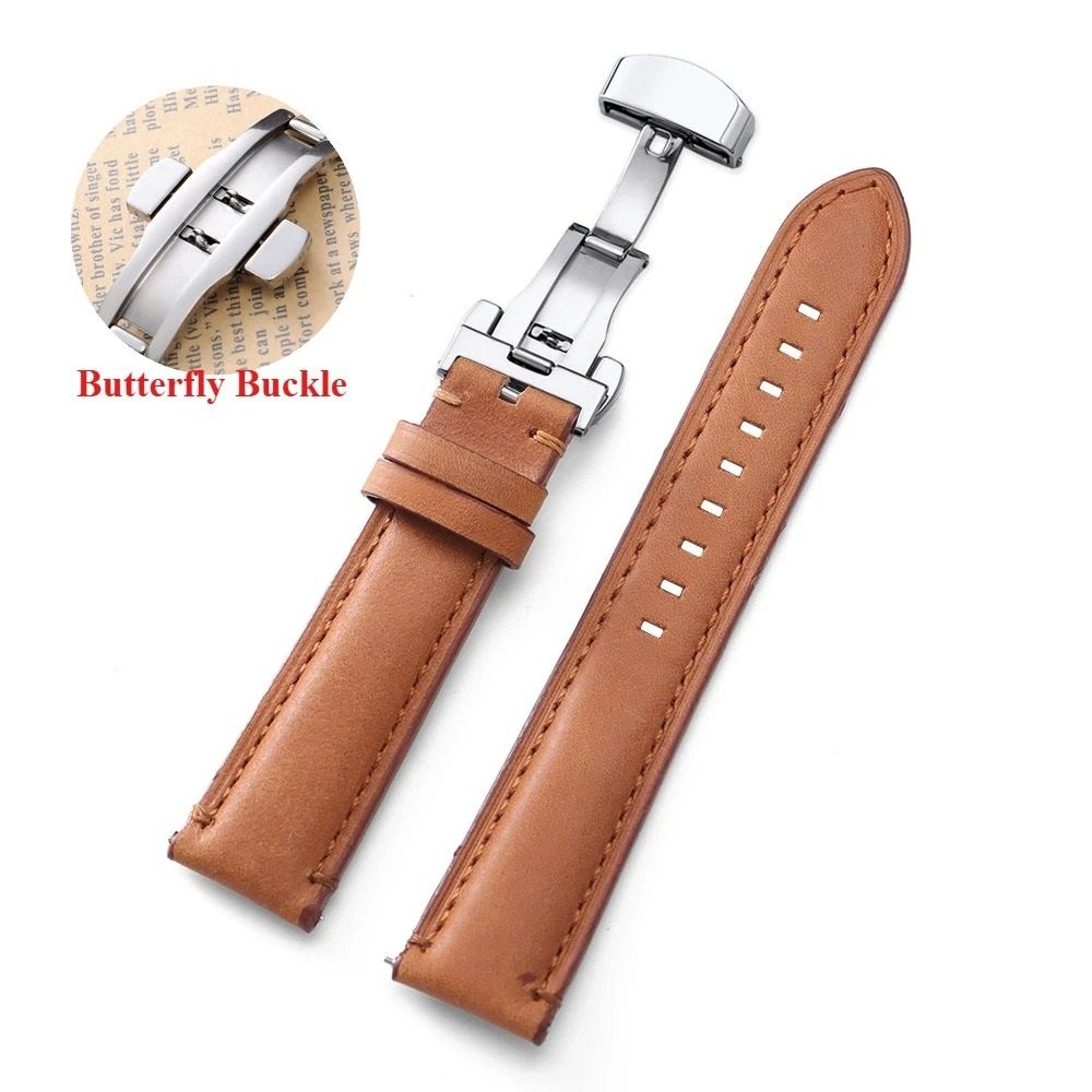 Genuine Cowhide Leather Watch Strap With Classic Stitching 5