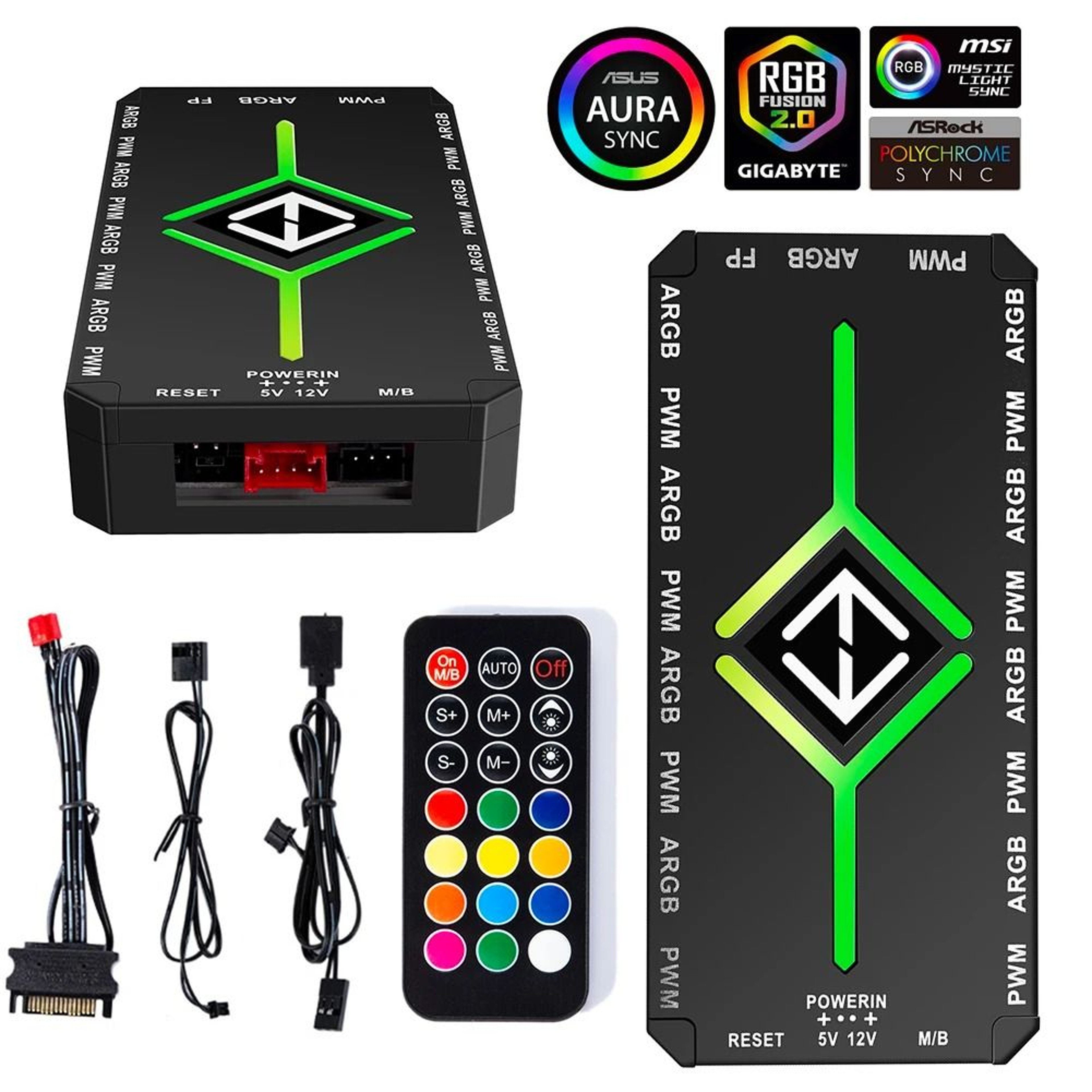 3 In 1 PWM And ARGB Magnetic Fan Hub Splitter With Remote Control 0