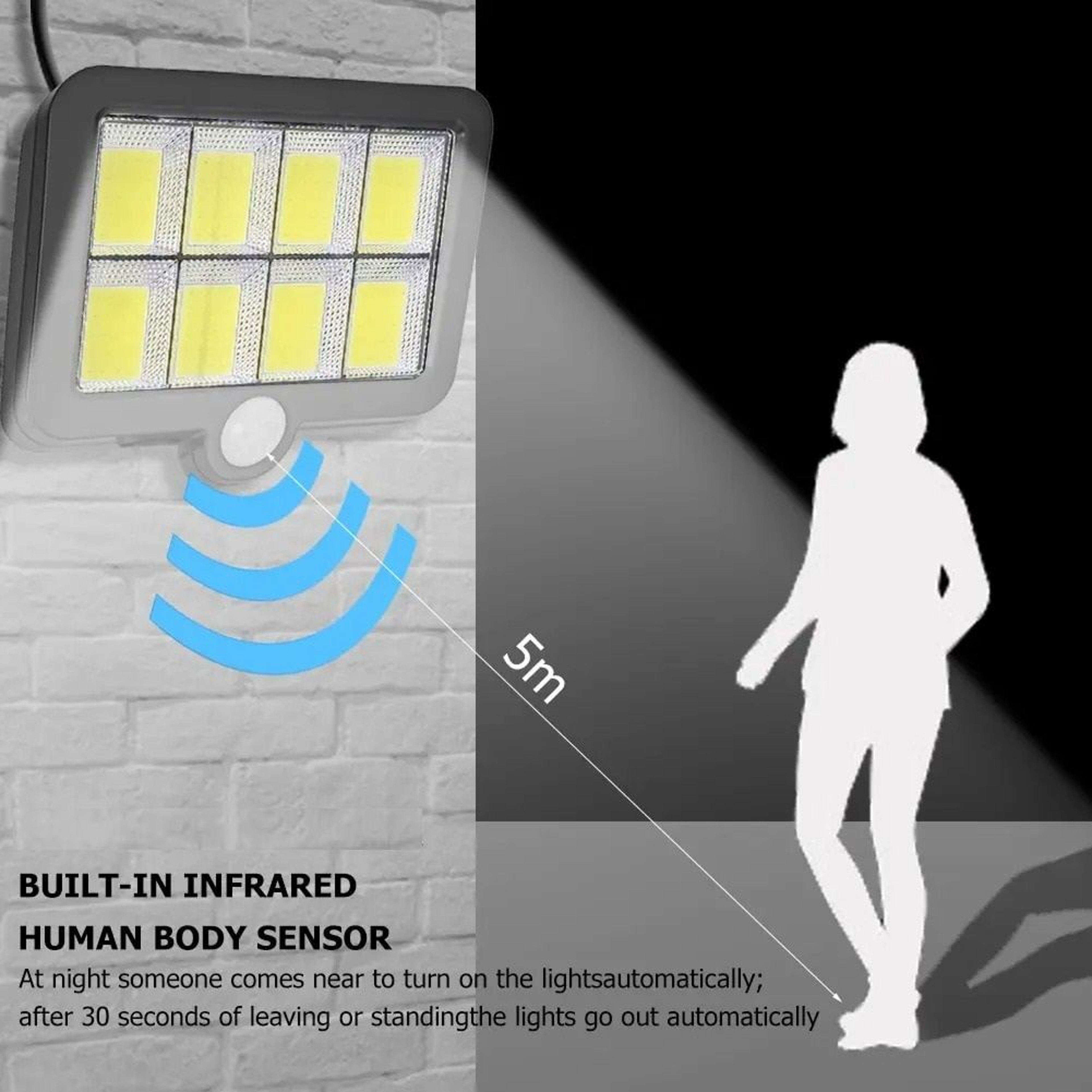160 LED Solar Wall Lamp For Outdoor Garden And Security Lighting 5
