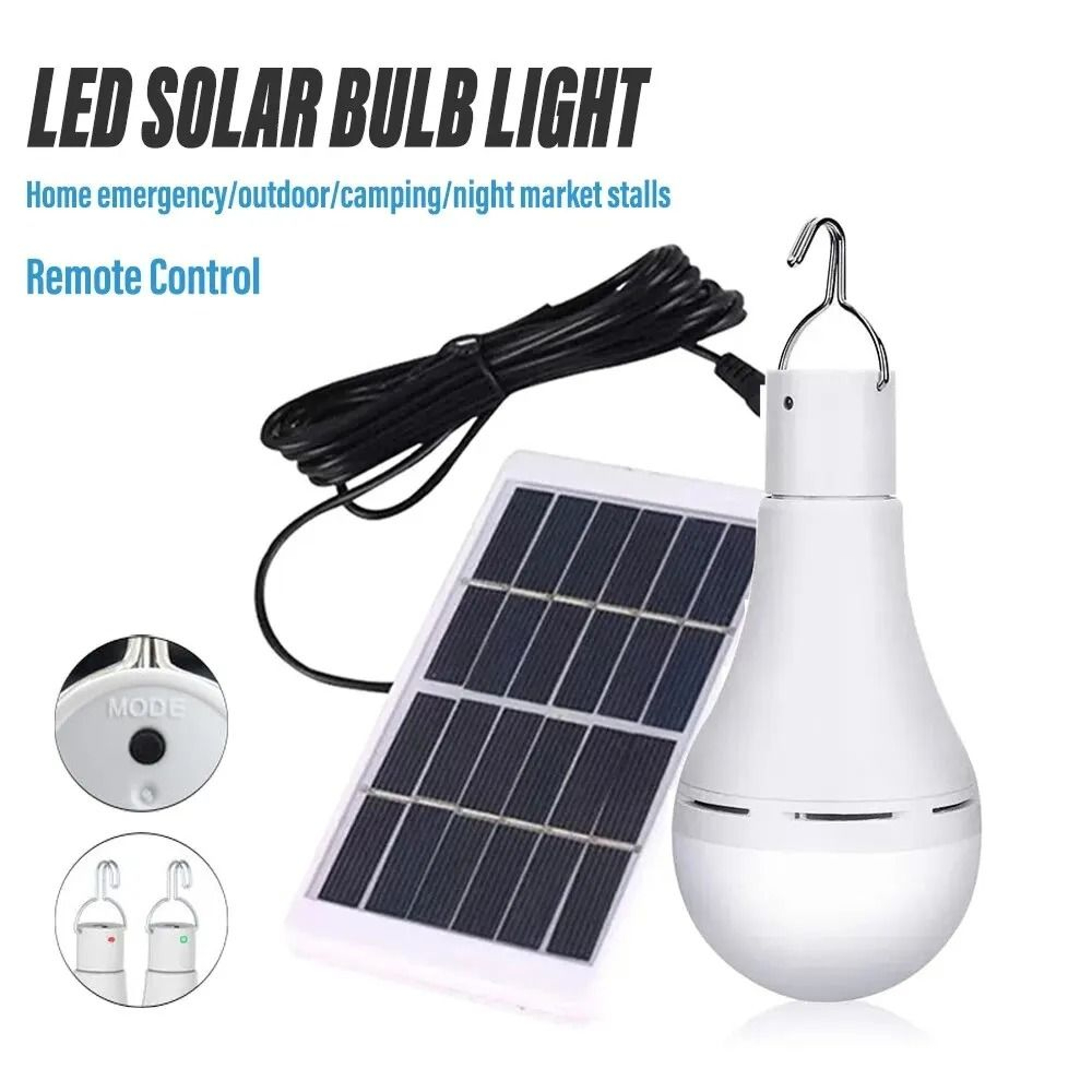 LED Solar Lamp Bulb Outdoor Waterproof Hanging Light 0