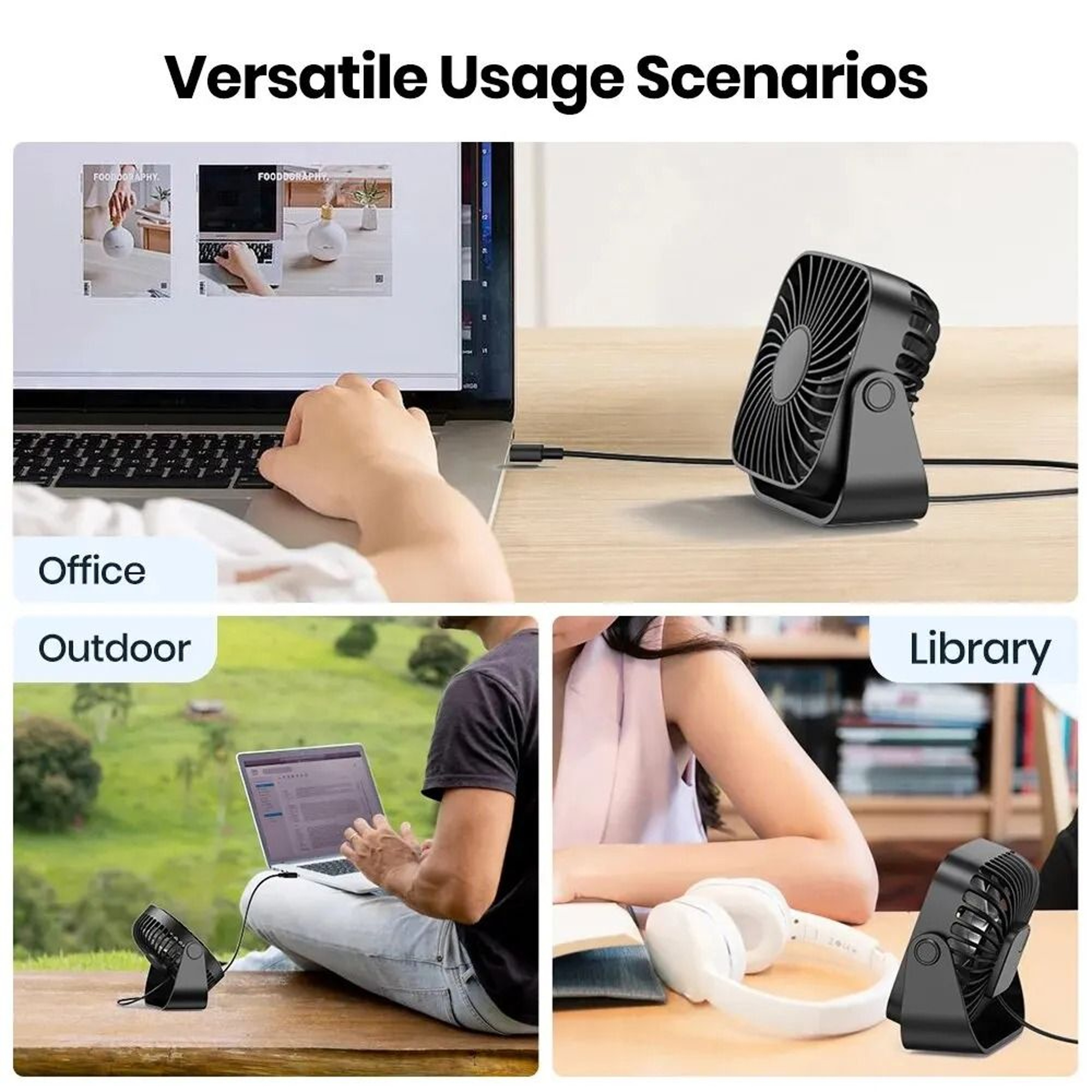Mini Portable USB Fan With 3 Speeds And 360 Degree Rotation 4