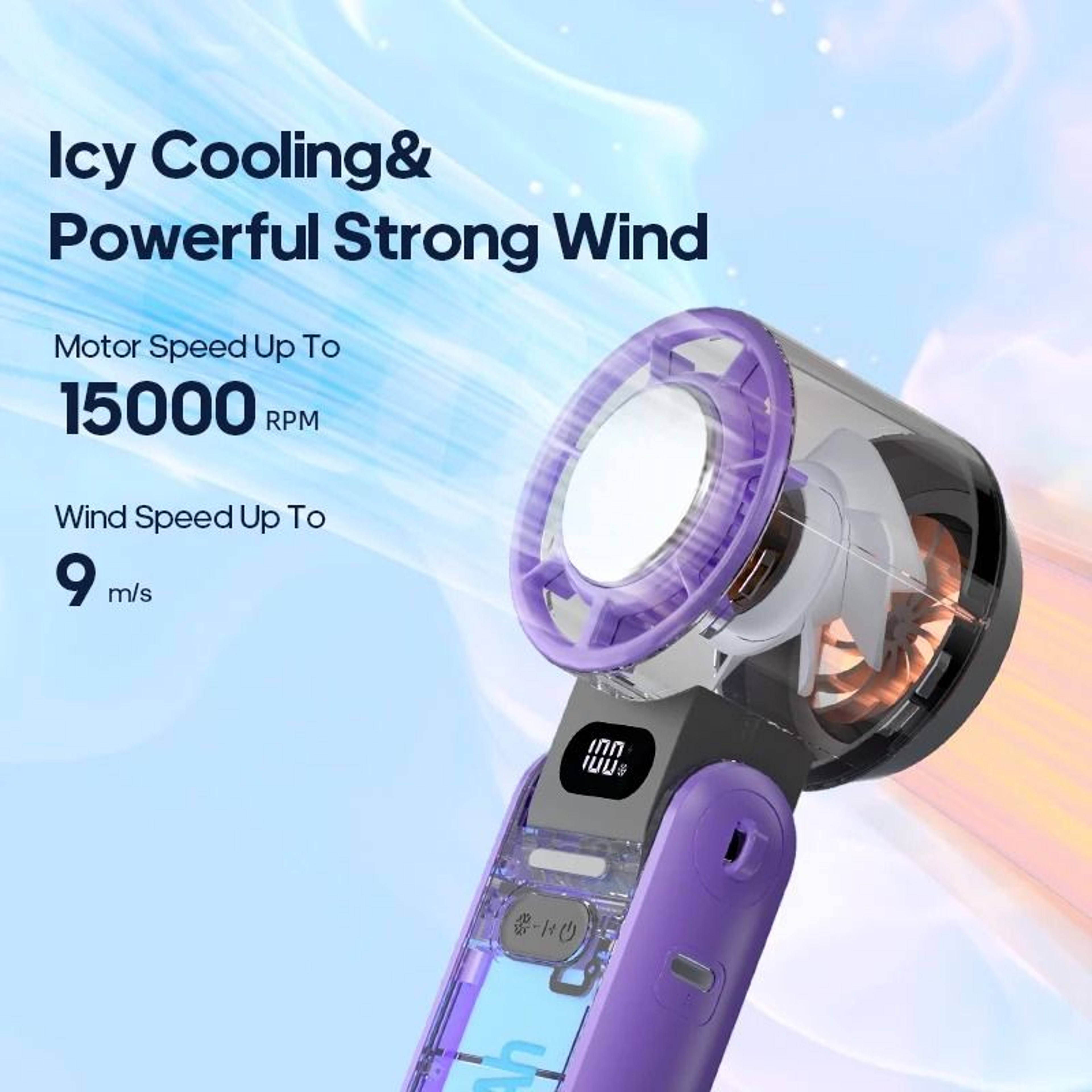 Foldable Portable Handheld Fan With Rechargeable Battery 2