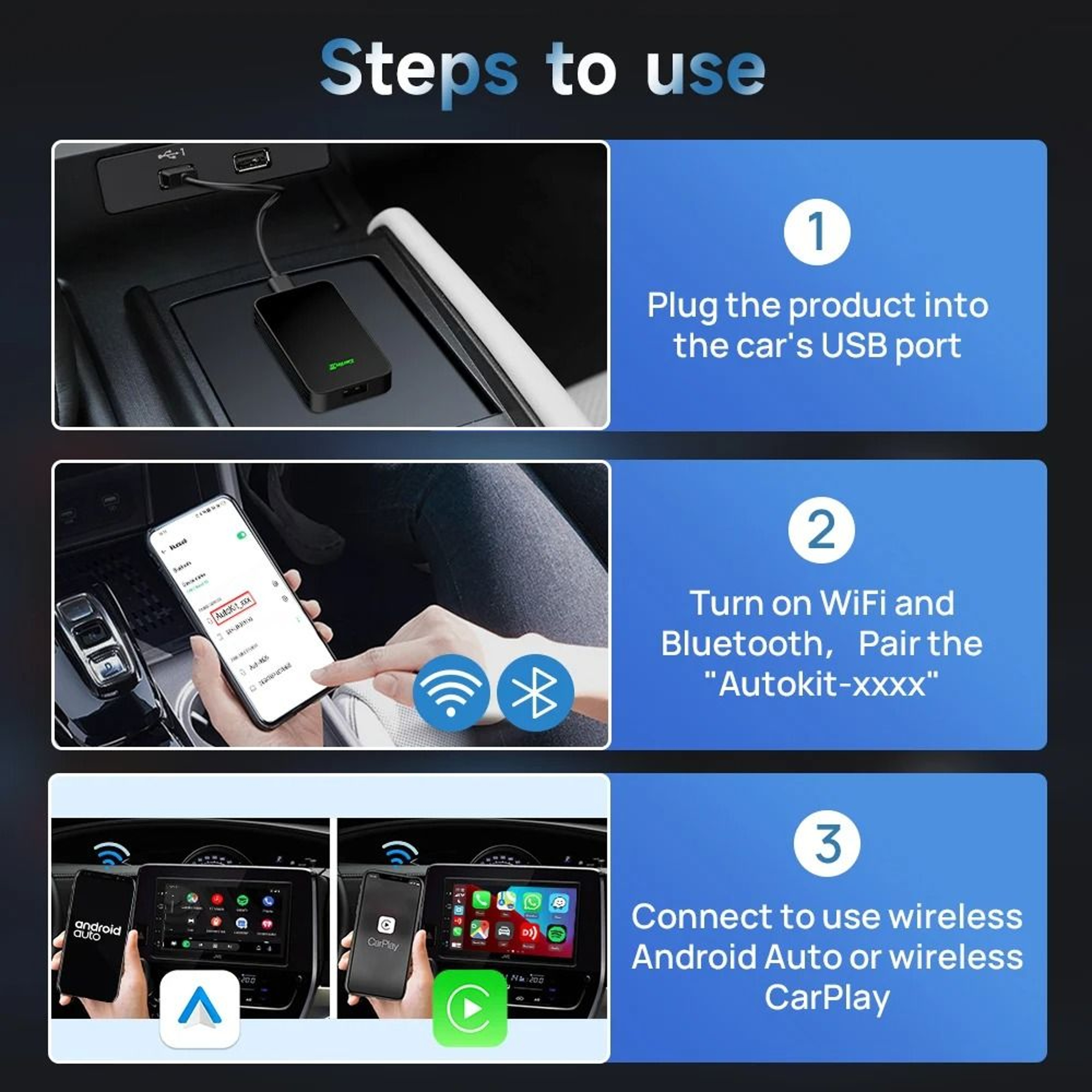 Wireless Adapter For CarPlay And Android Auto 4