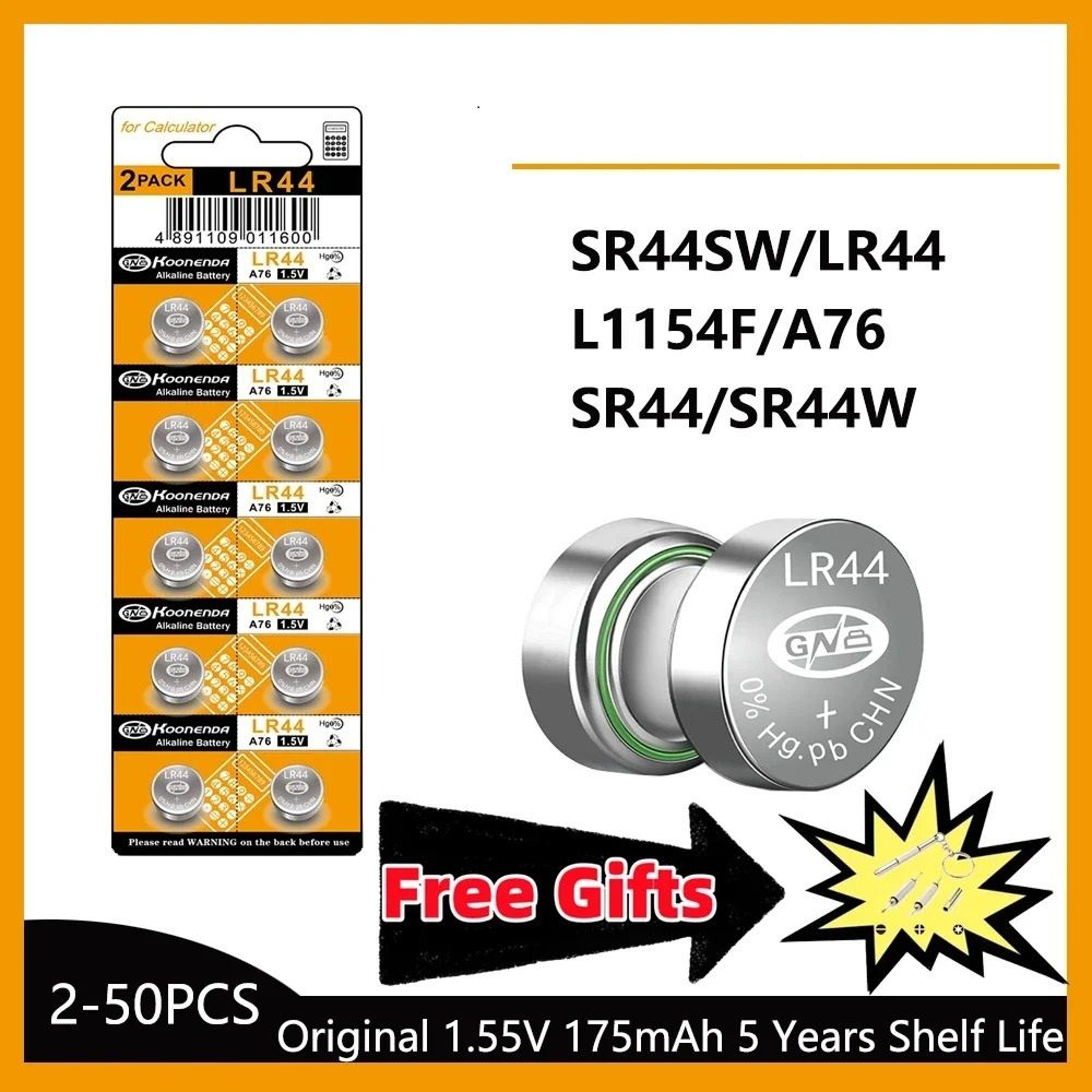 High Capacity LR44 Alkaline Battery Set 0