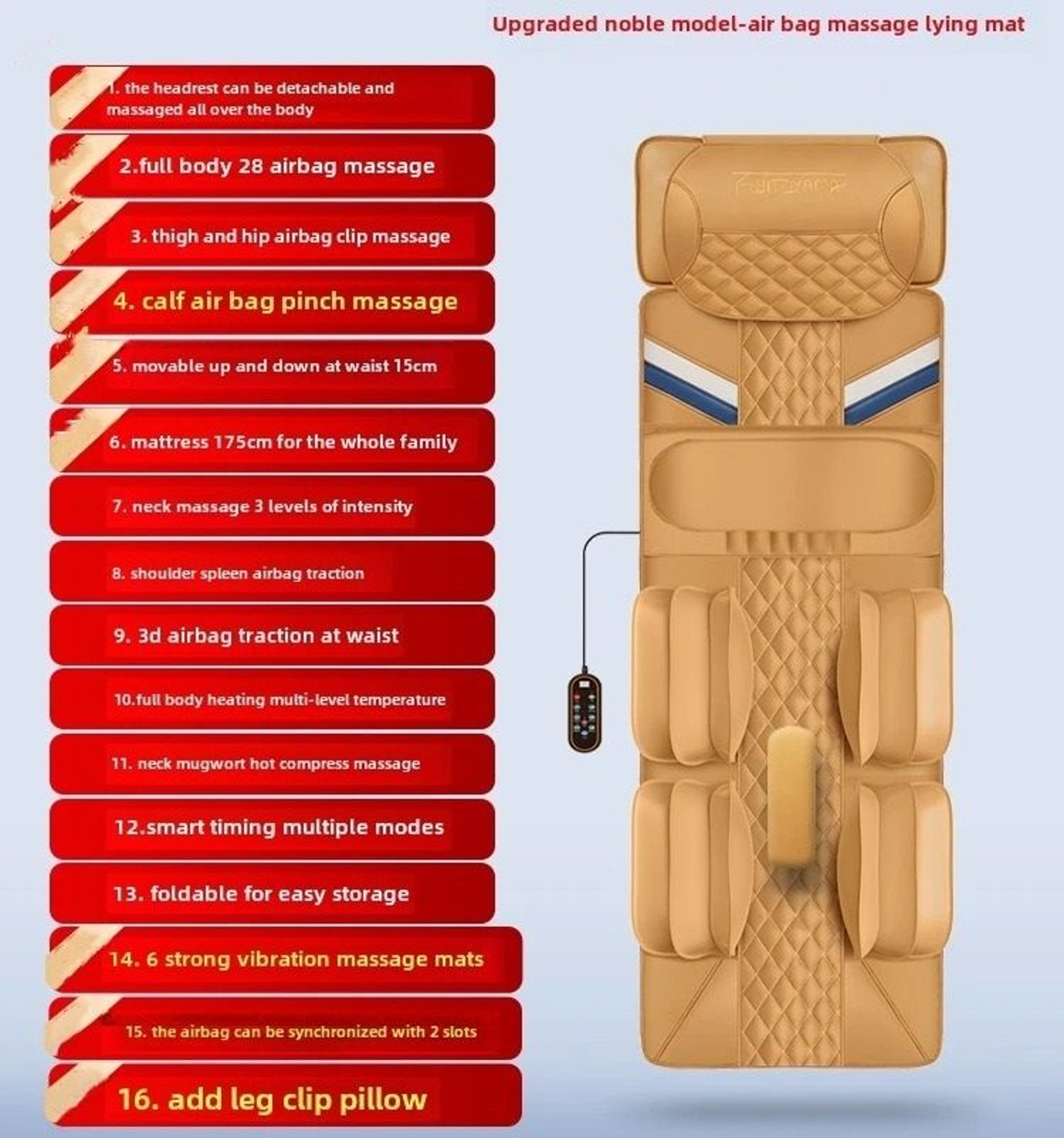 Full Body Heated Vibration Massage Mat With Neck And Lumbar Support 8
