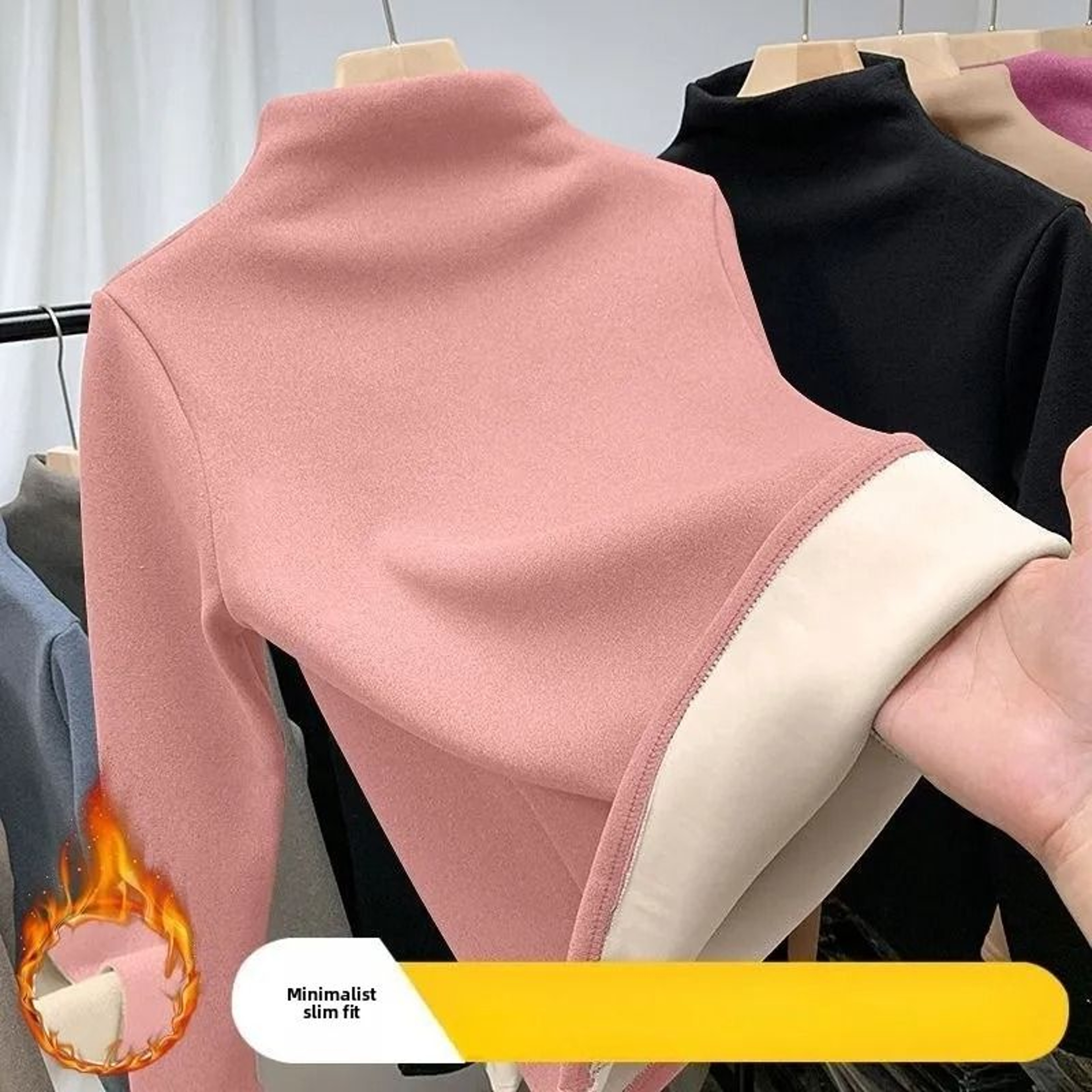 Thermal Long Sleeve Top For Women With Half High Collar 6