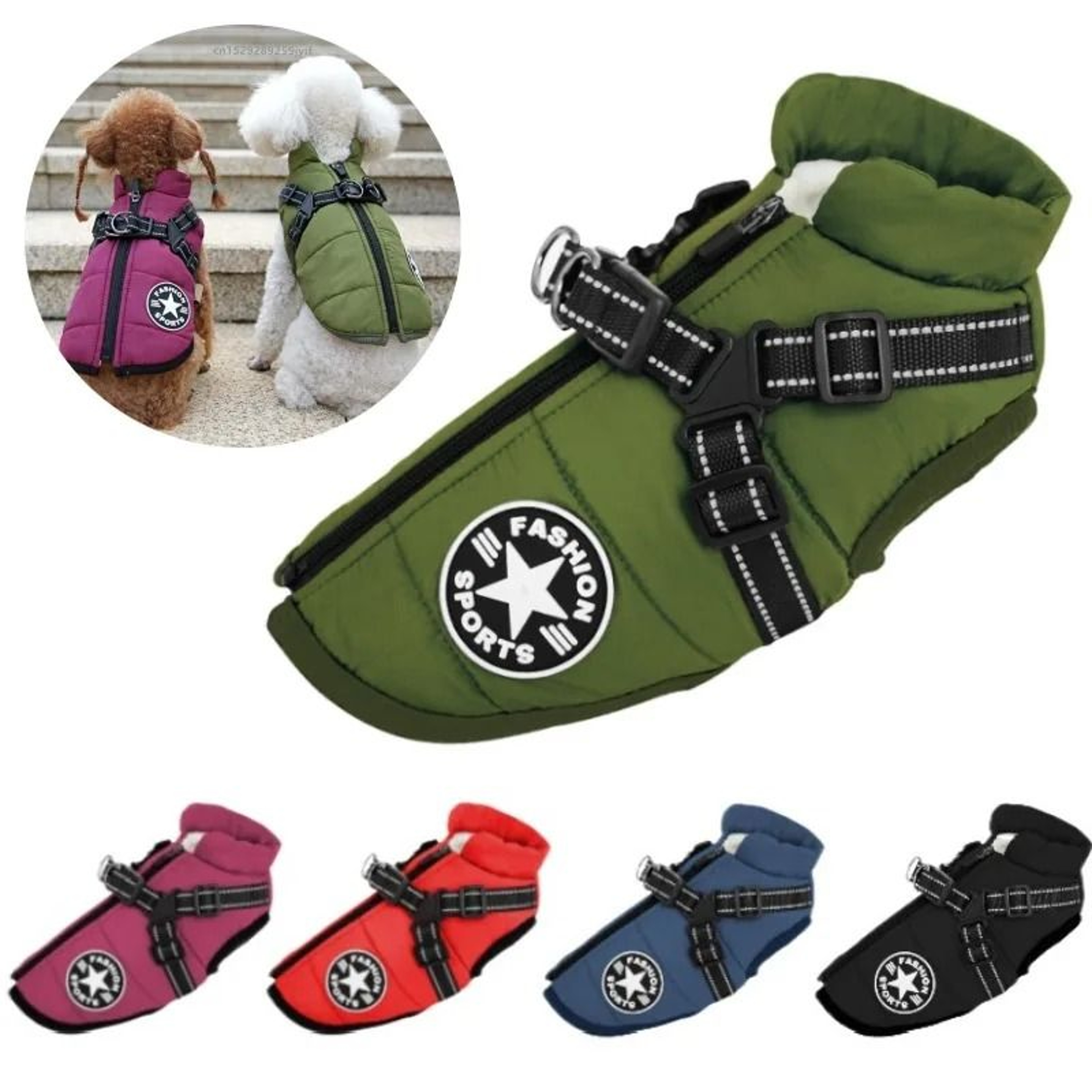 Waterproof Winter Dog Jacket With BuiltIn Harness 0