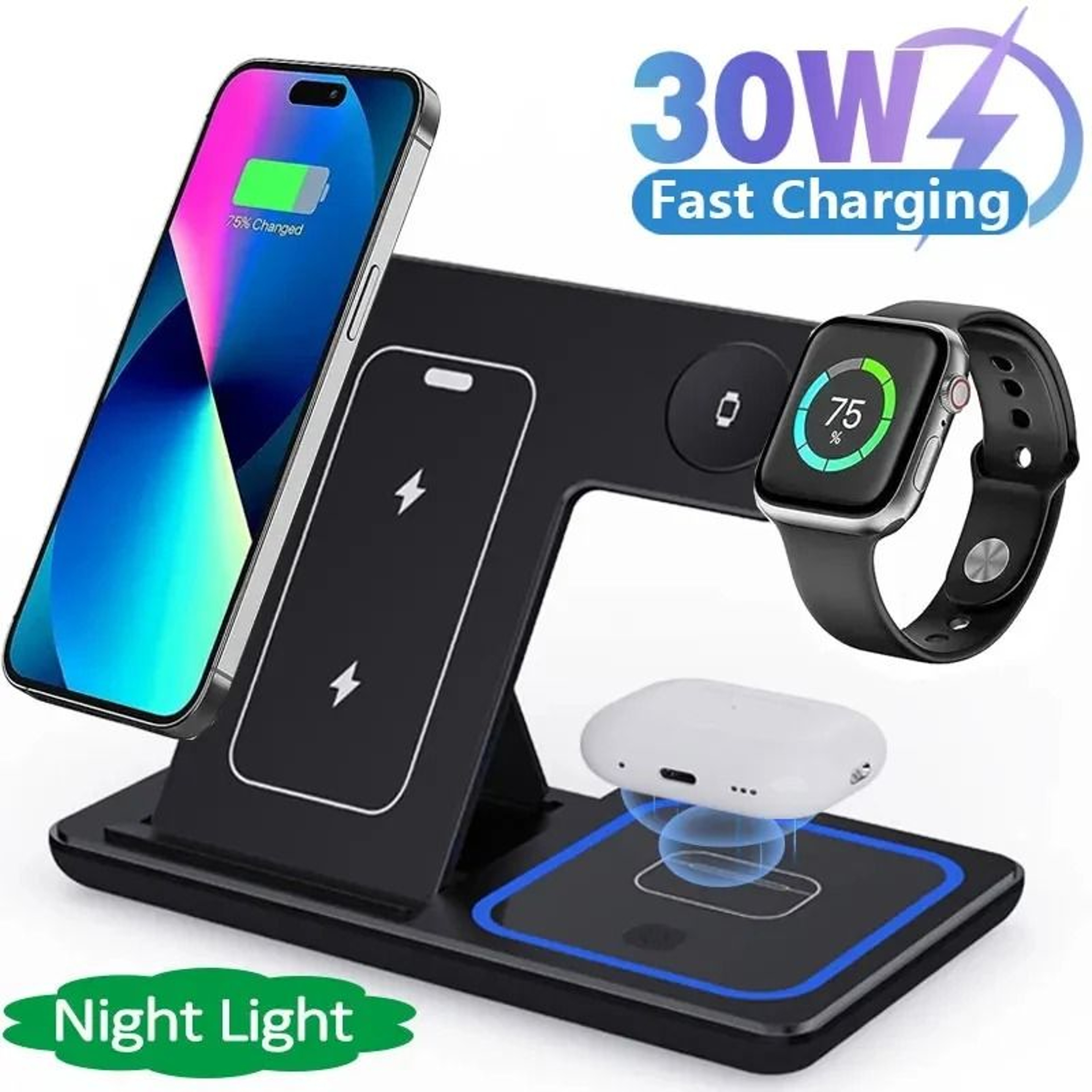 3in1 Foldable Fast Wireless Charging Station 0