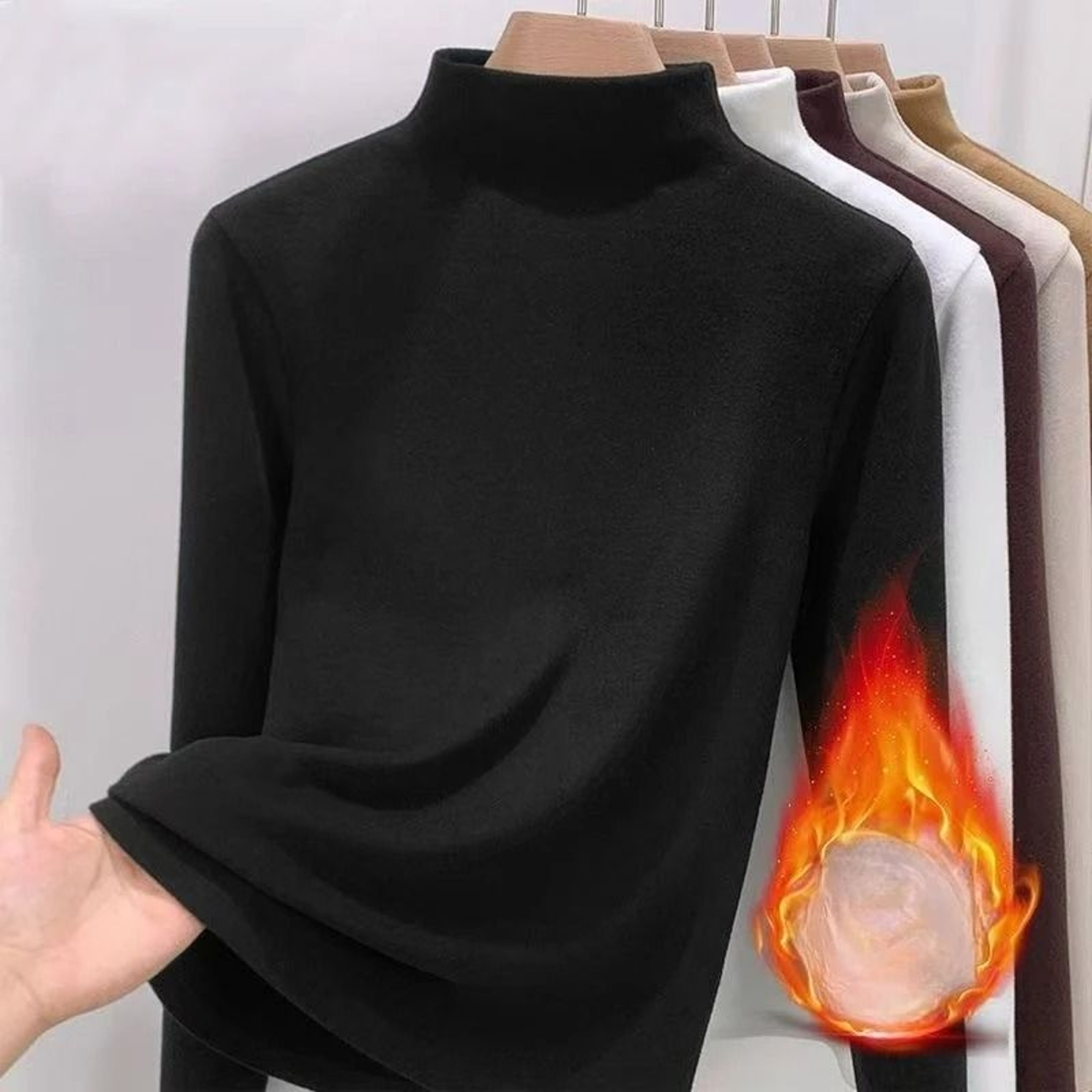 Womens Thermal Long Sleeve Top With Half High Collar 7