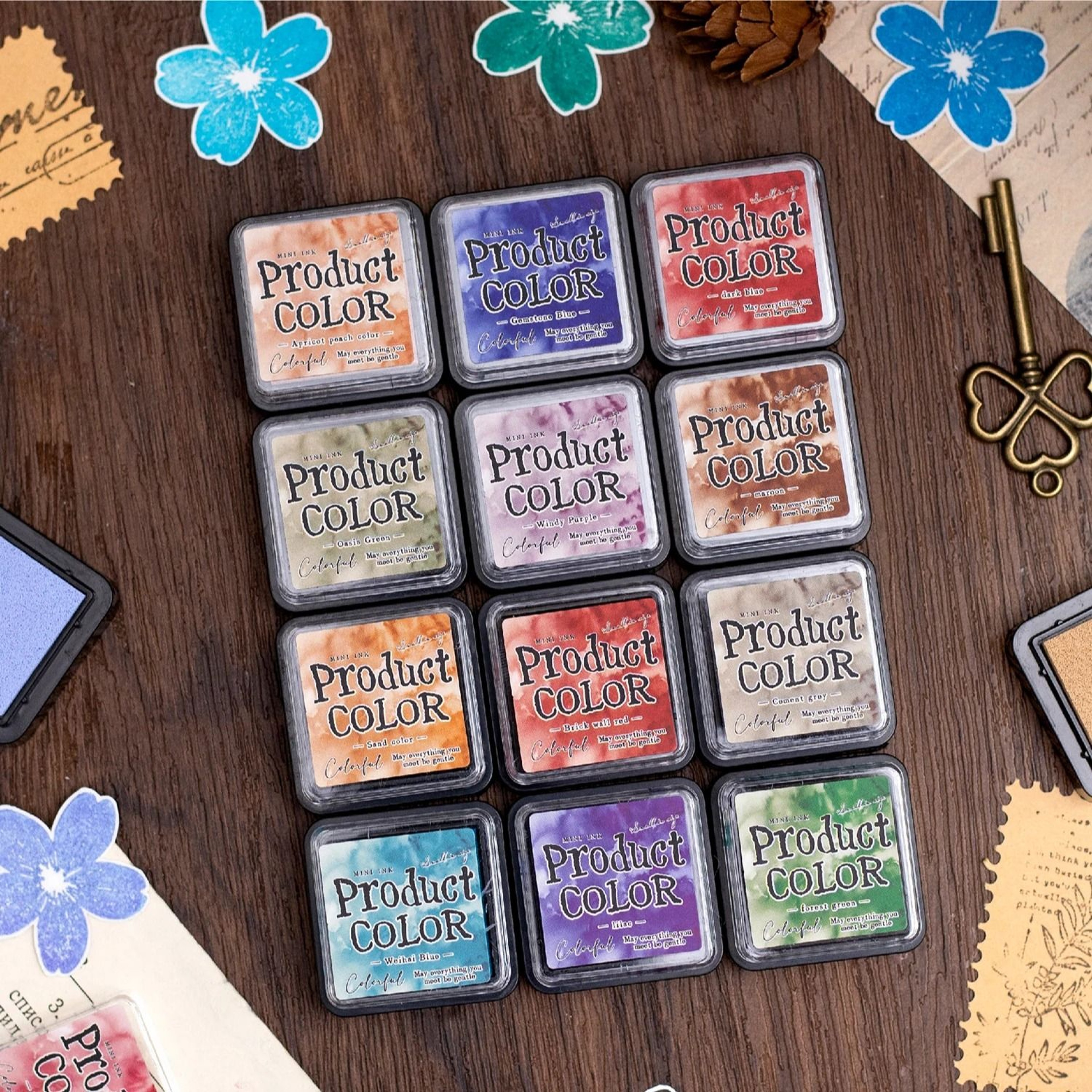 Vibrant Multicolor Ink Pad Set For Crafts And School Projects 0