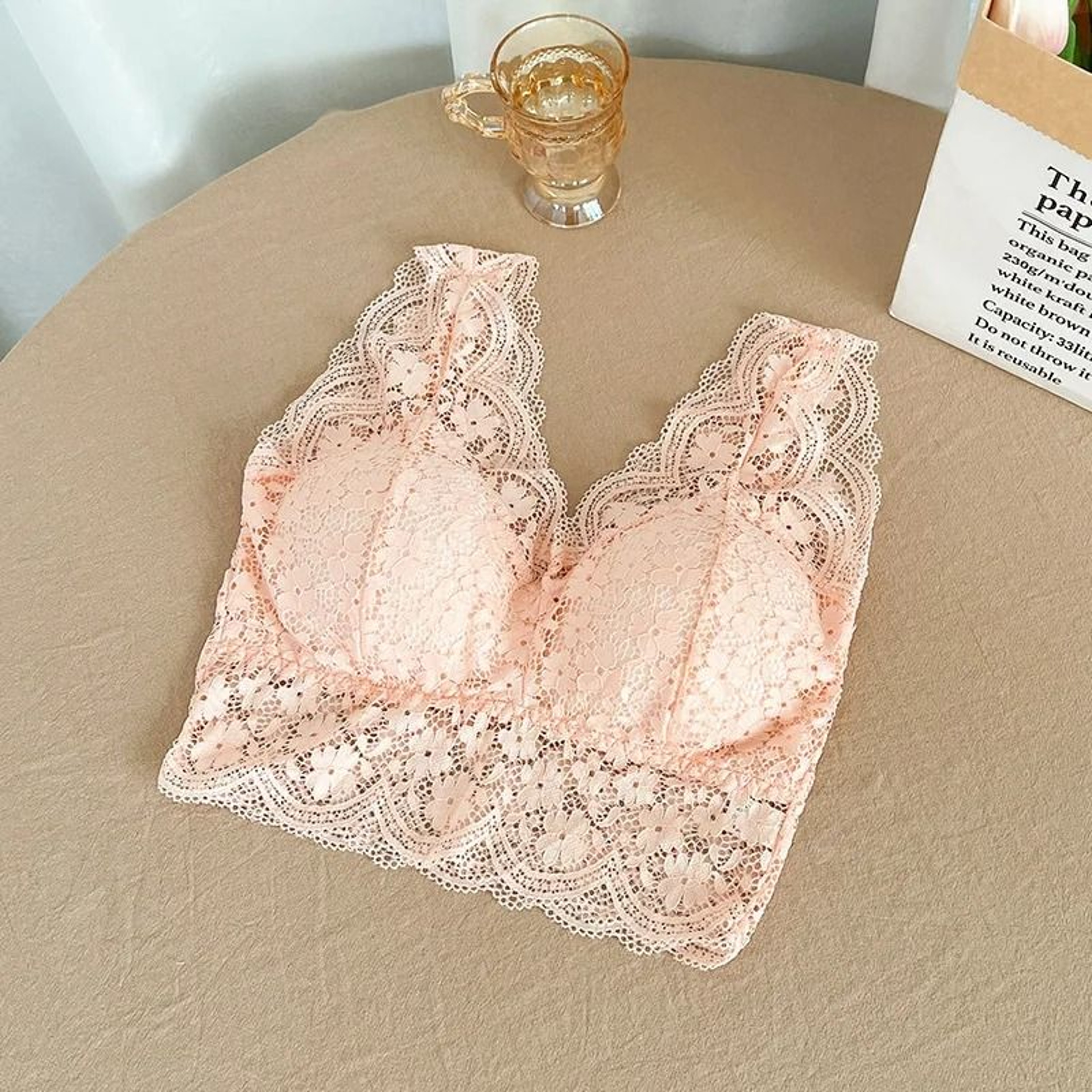 Lace Deep V Neck Wire Free Bralette Tank Top For Women 9