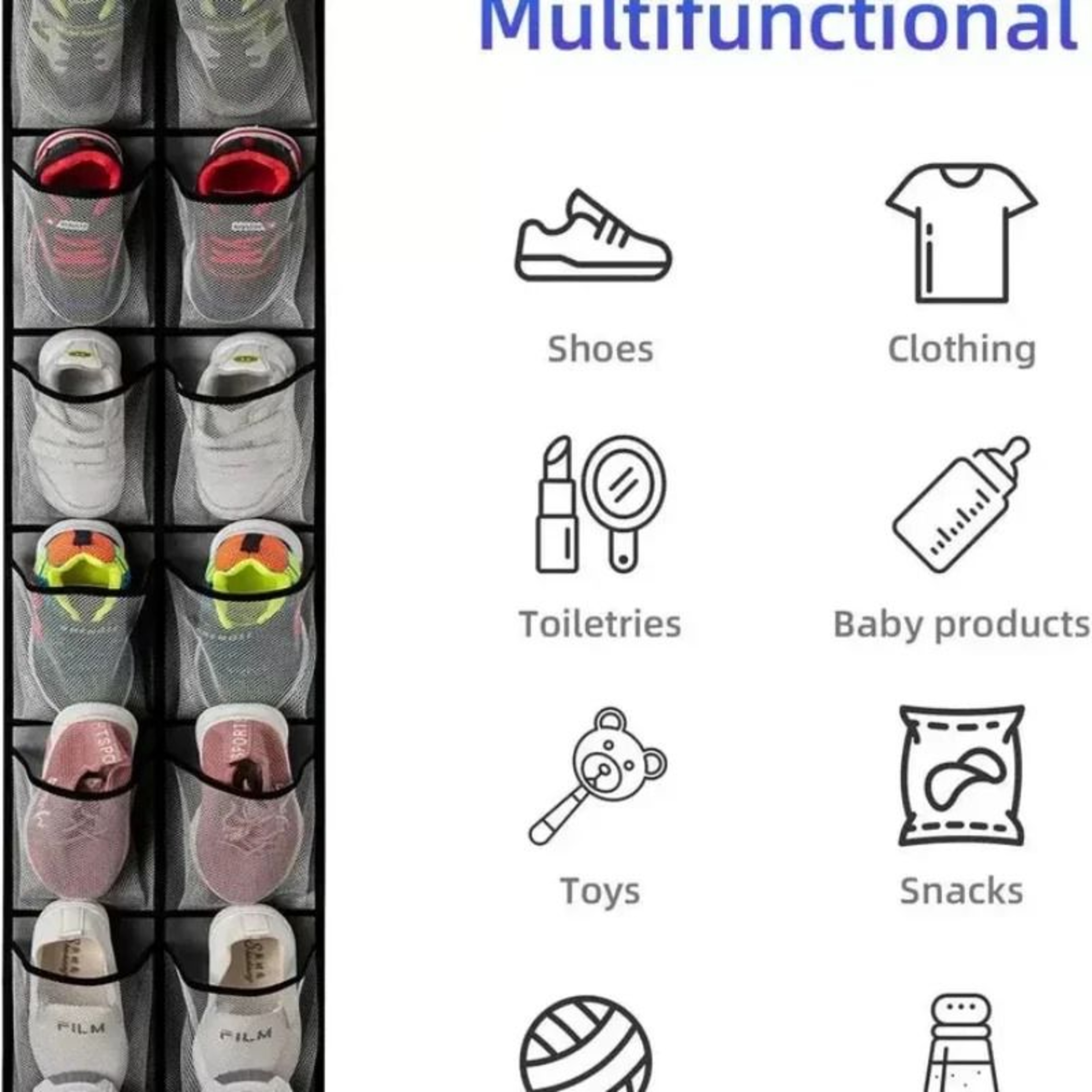Over The Door Hanging Shoe Organizer With 24 Mesh Pockets 5