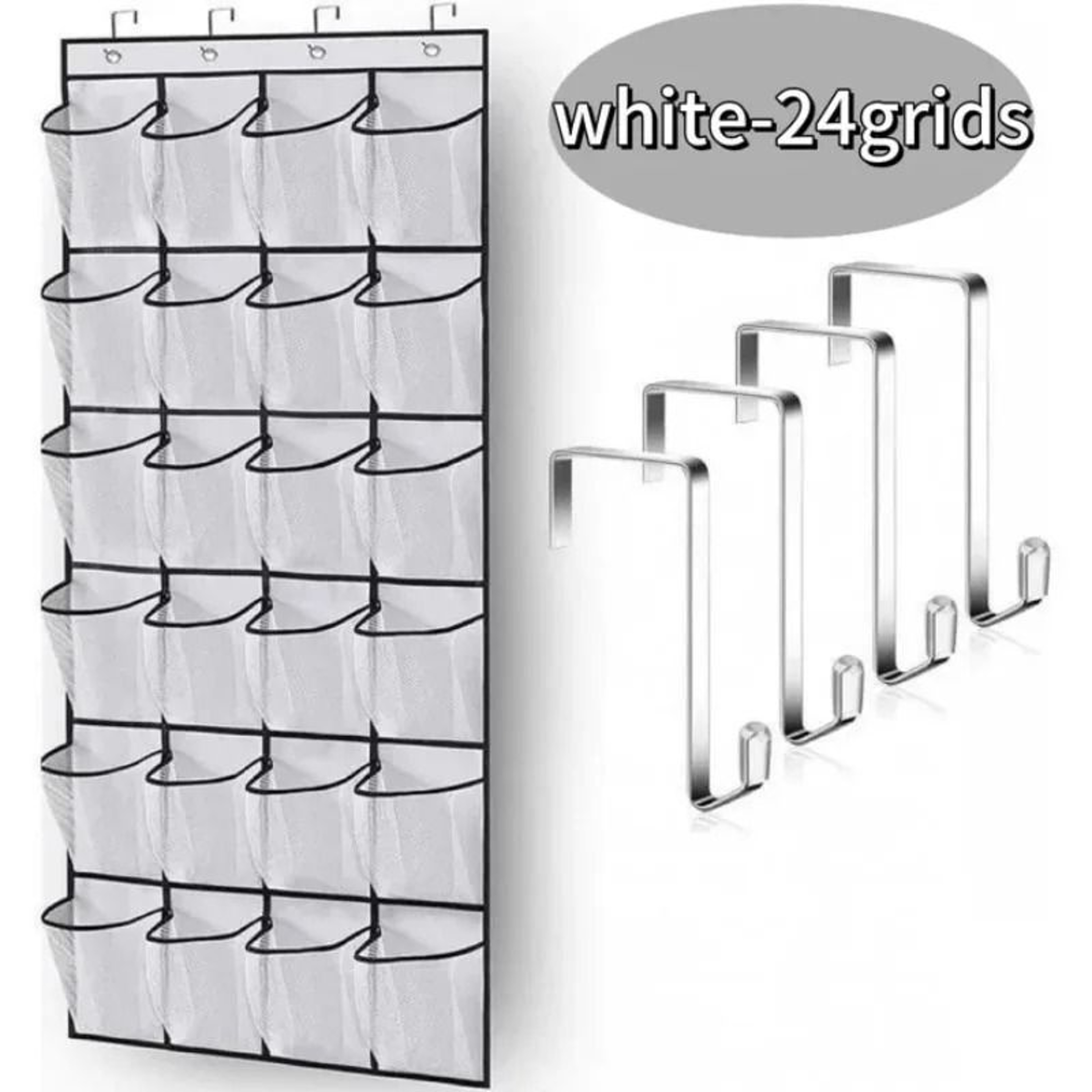 Over The Door Hanging Shoe Organizer With 24 Mesh Pockets 6