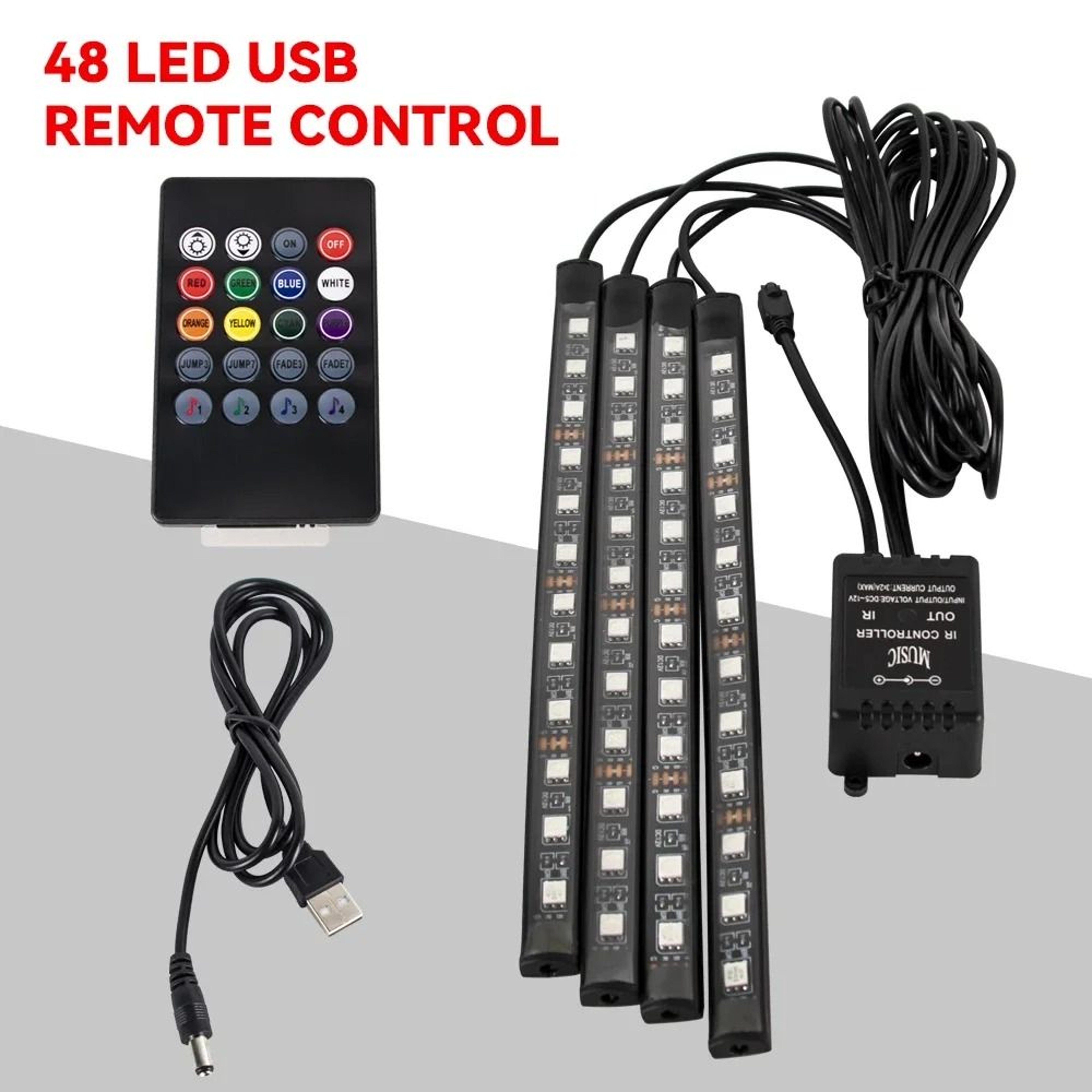LED Car Interior Ambient Light Kit With Music And Remote Control 11