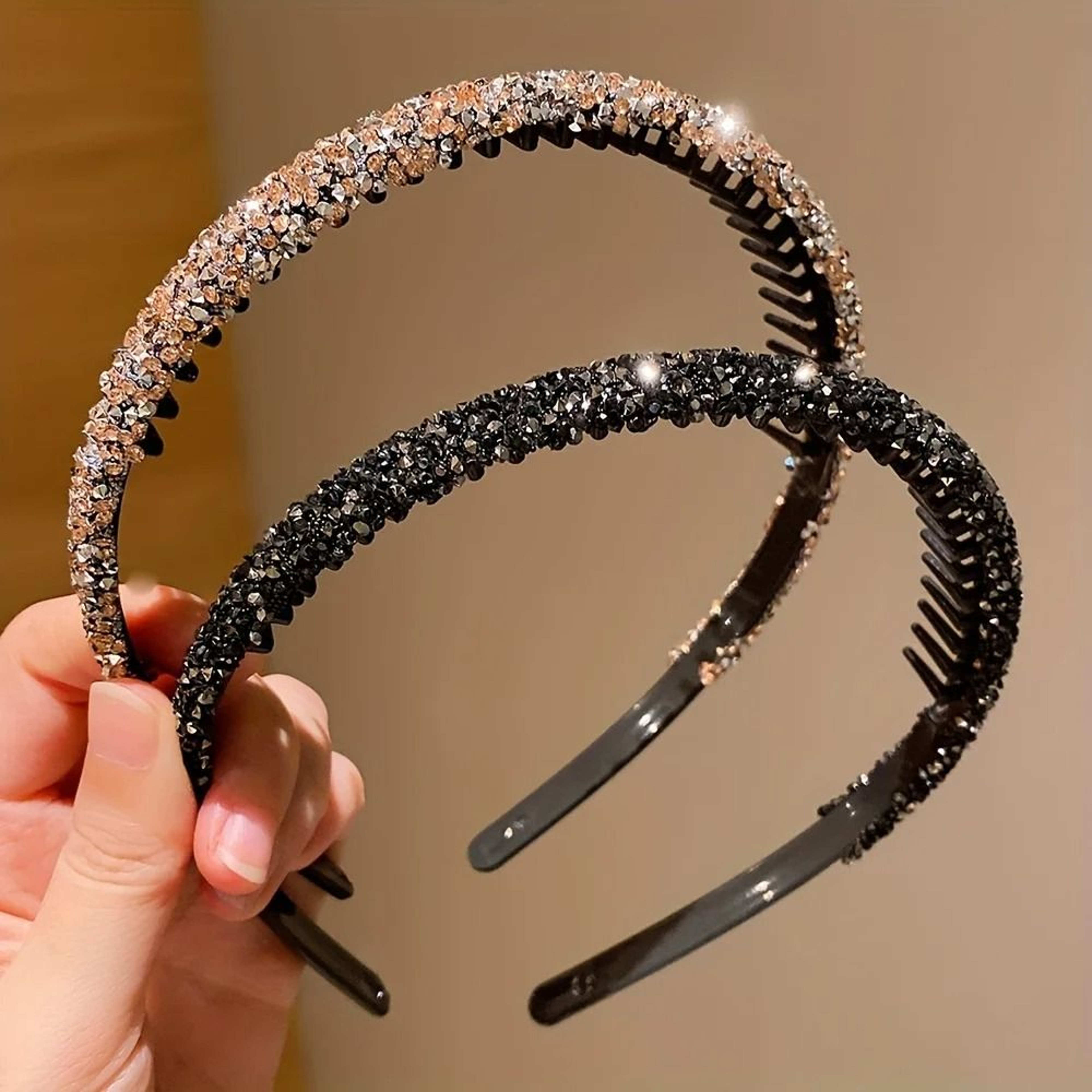 Childrens Non Slip Rhinestone Headbands Set 5