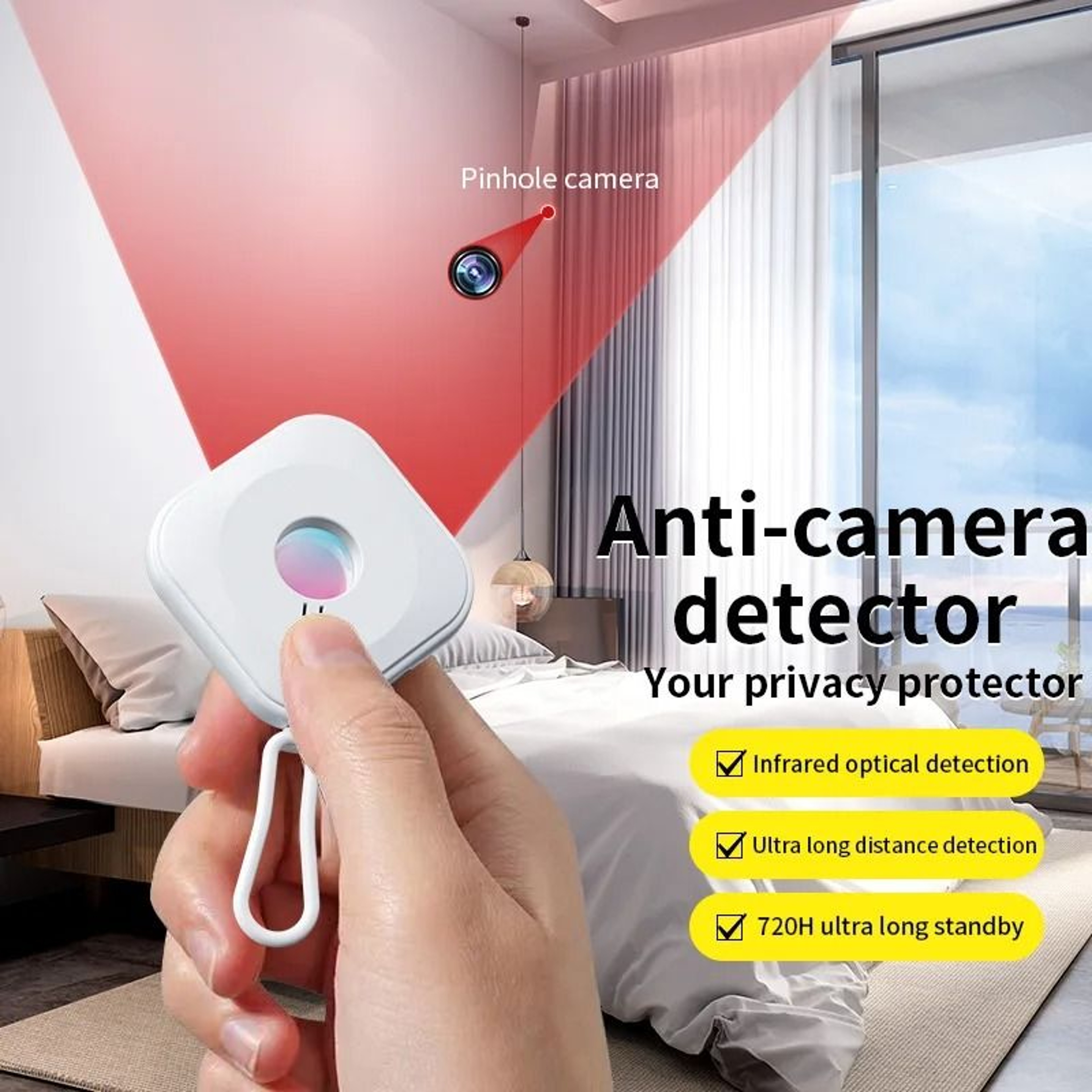 Portable Wireless Anti Spy Detector With Infrared Hidden Camera Finder 0