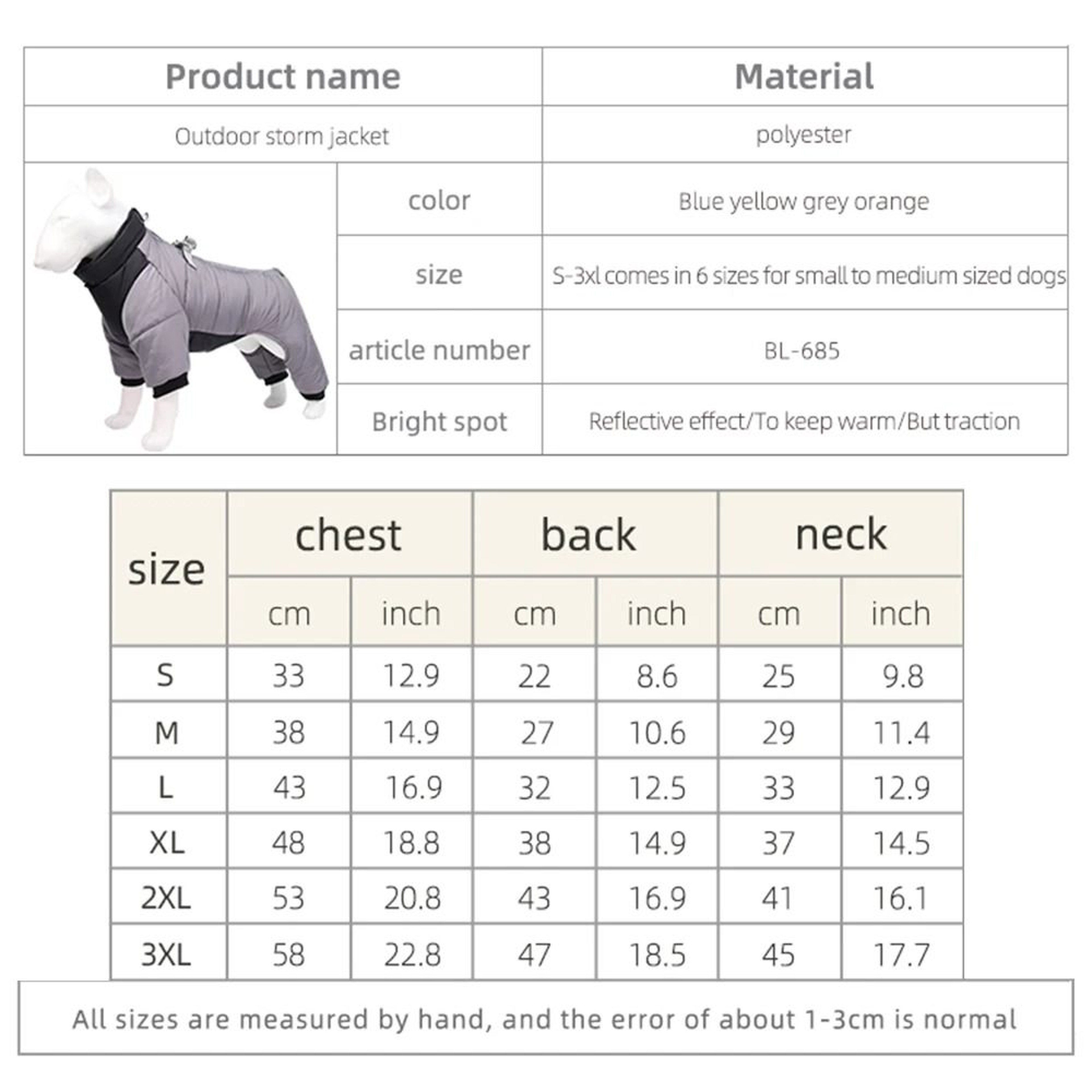 Outdoor Storm Dog Jacket With Reflective Design 3