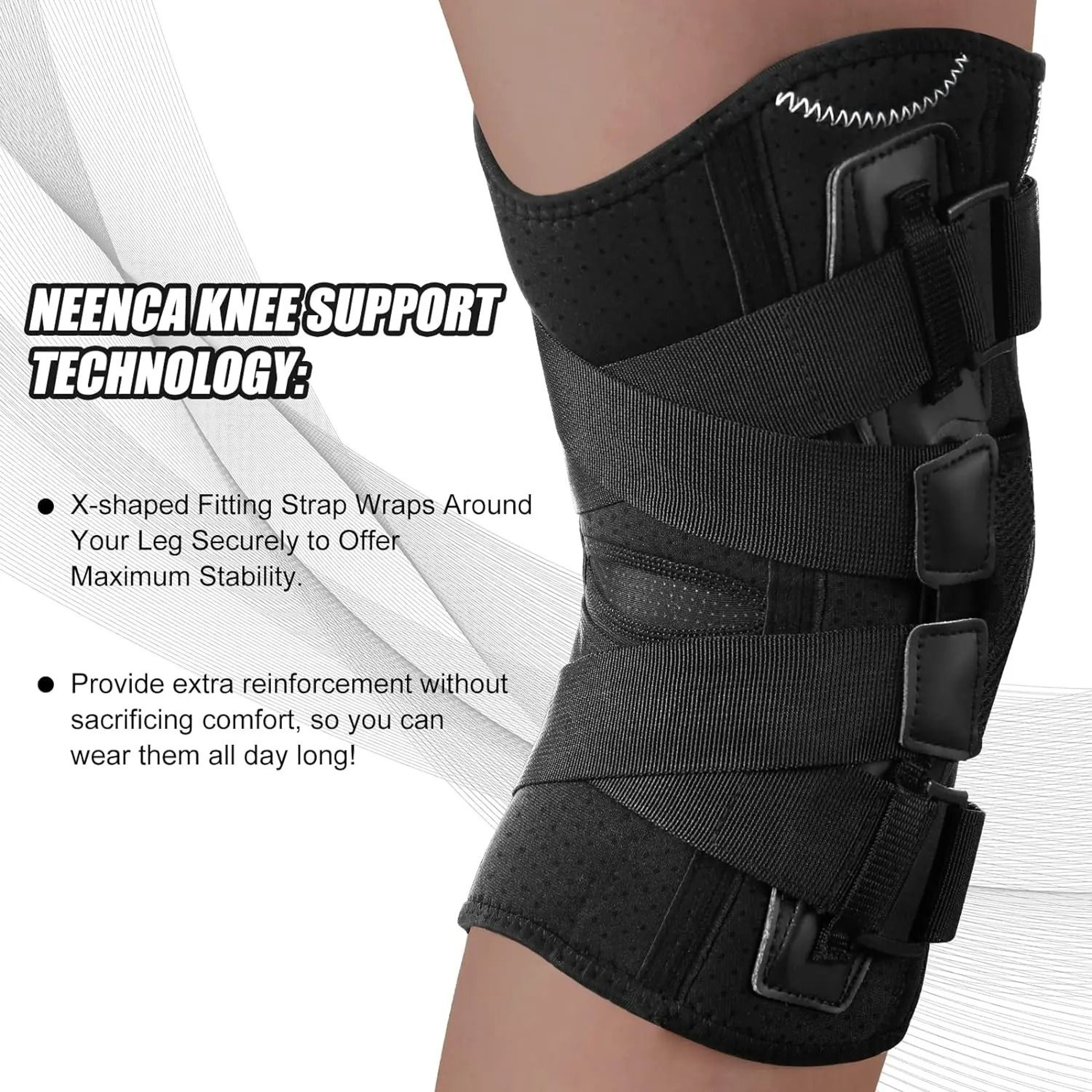 Professional Hinged Knee Support Brace With Gel Pad And Side Stabilizers 2