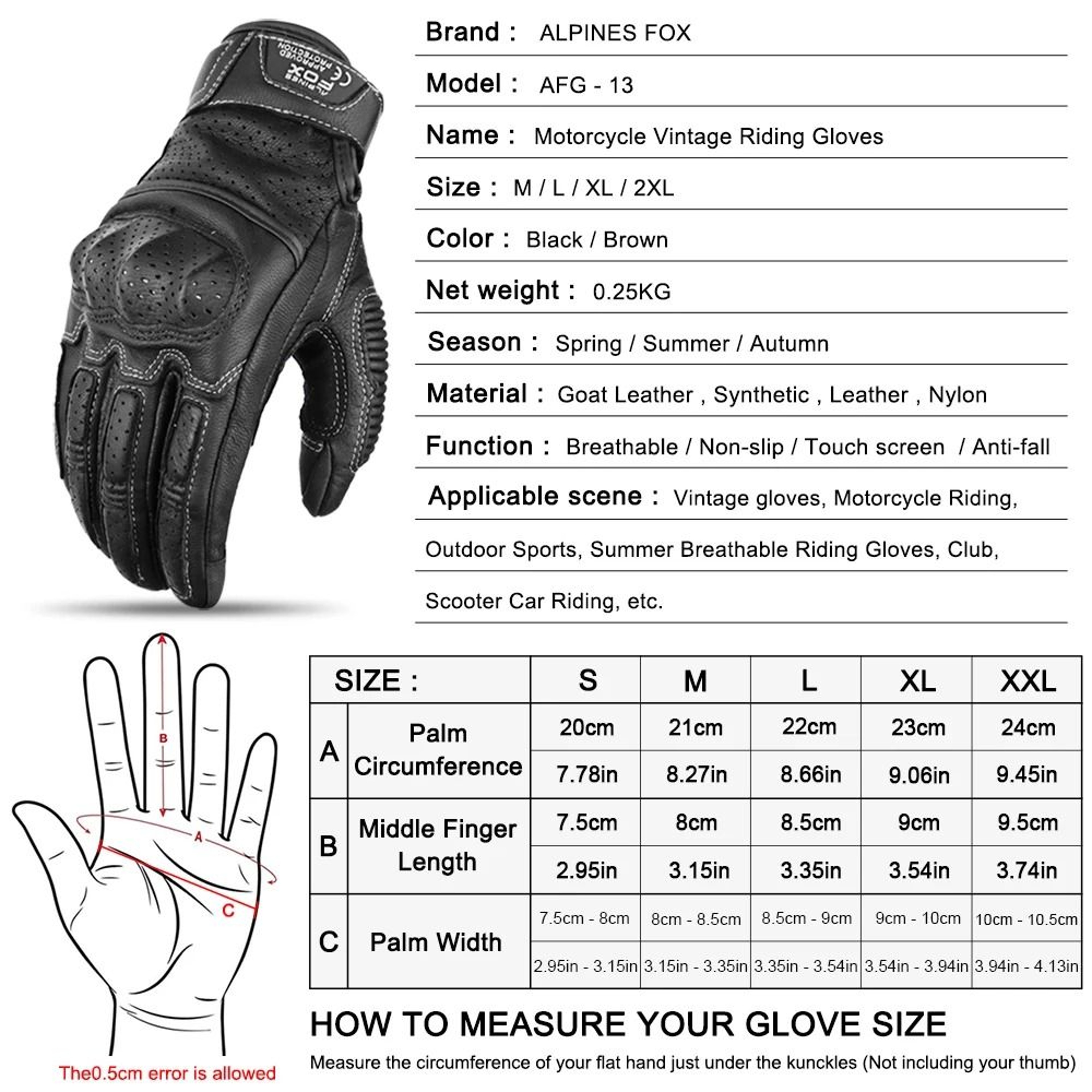 Vintage Leather Motorcycle Riding Gloves With Touchscreen Compatibility 5